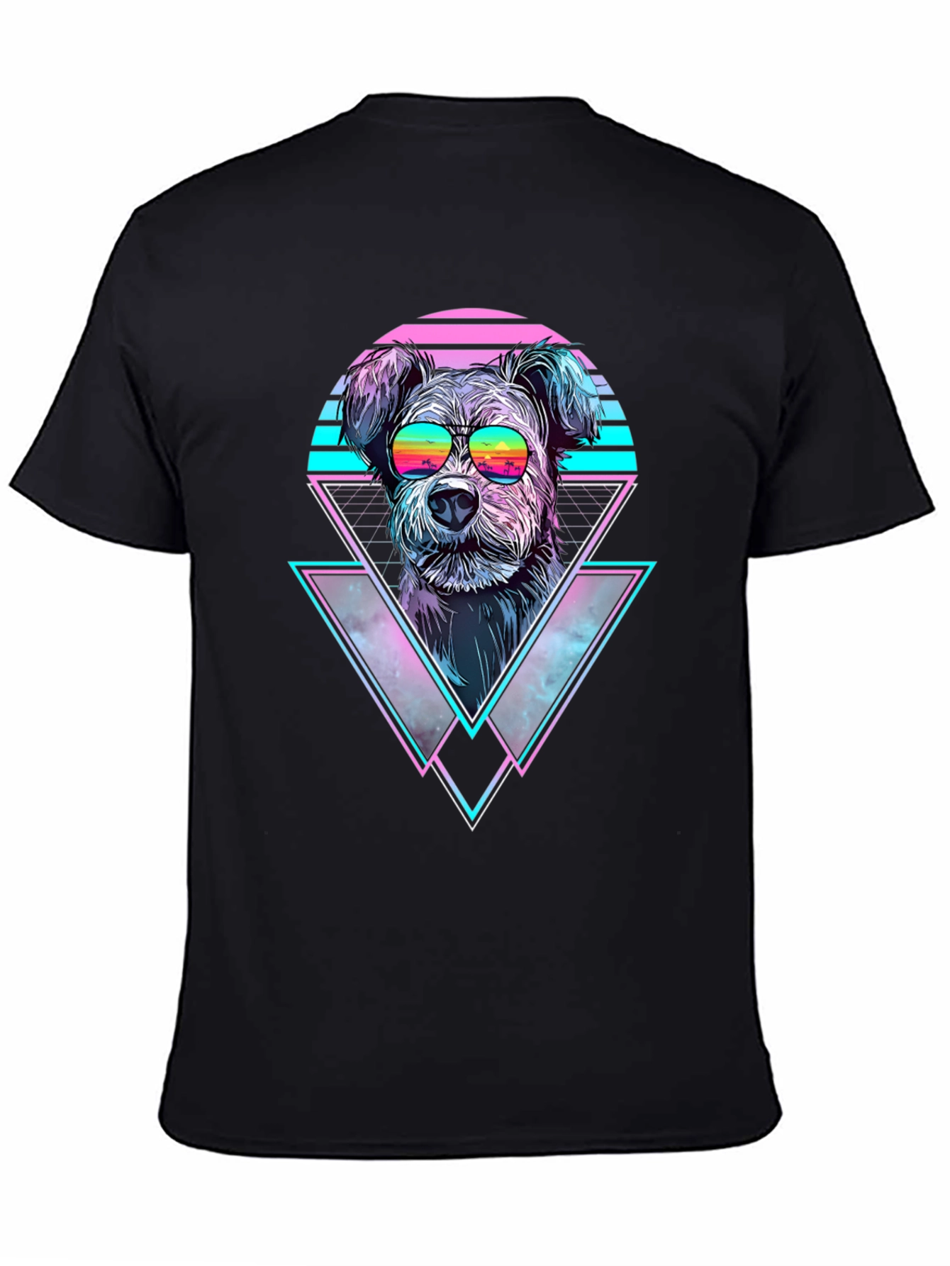 Black Retro Dog T-Shirt - Synthwave Vibes view 4