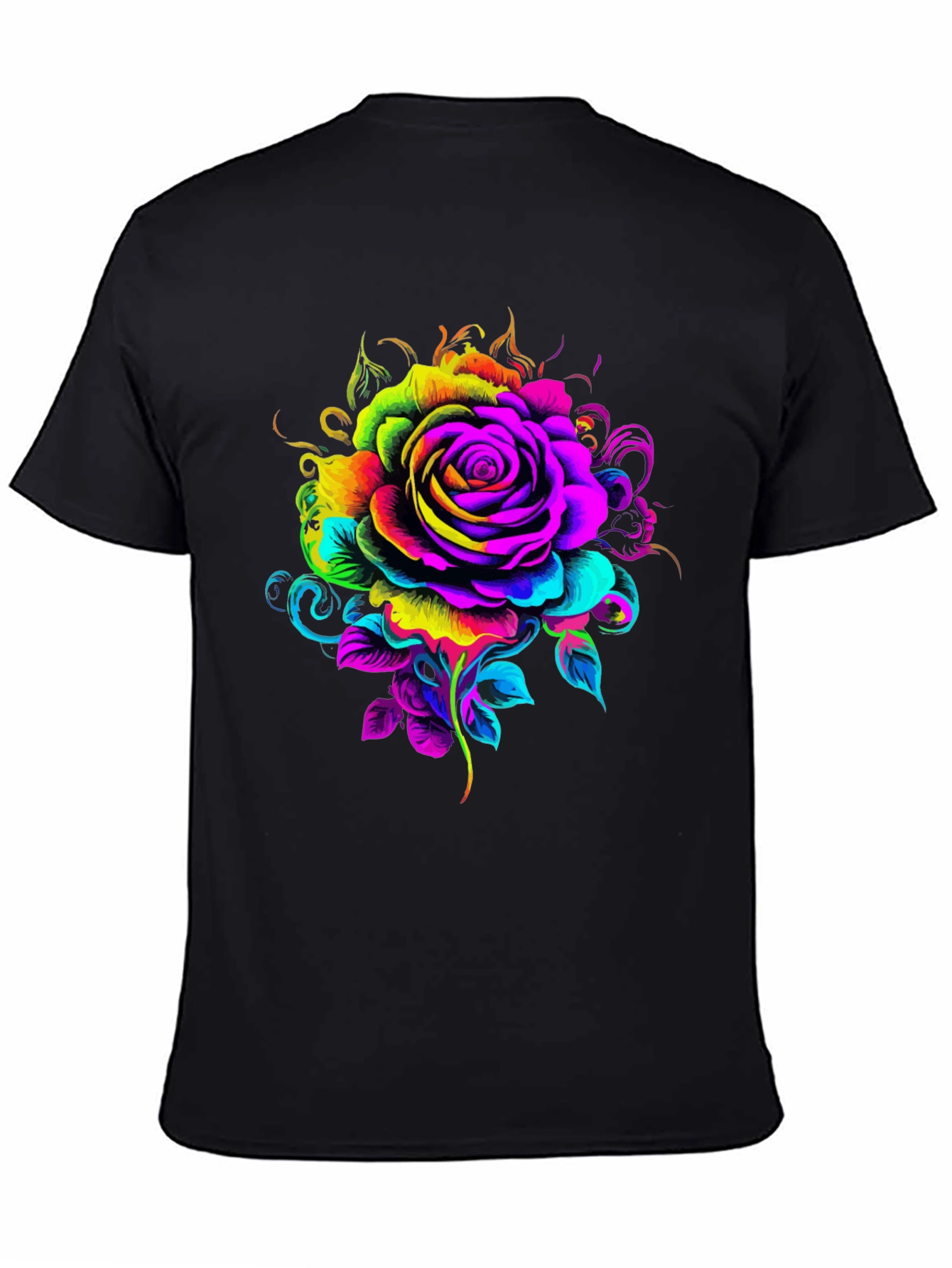 Black Vibrant Rose Graphic T-Shirt - Black view 4