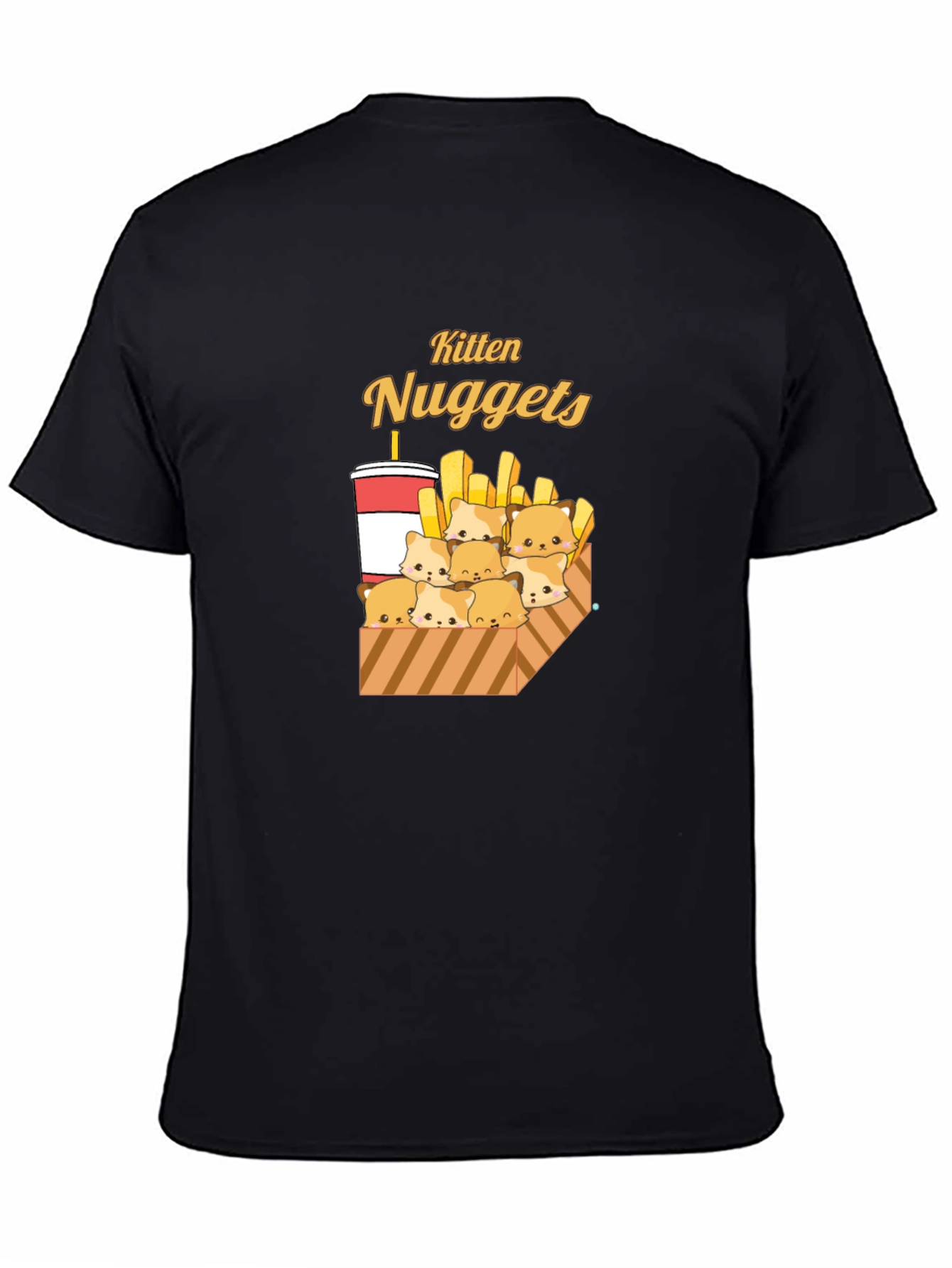 Black Kitten Nuggets T-Shirt - Cute Cartoon Tee view 4
