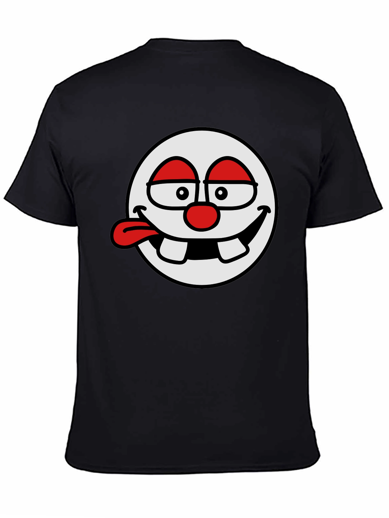 Black Funny Cartoon Face Black T-Shirt view 4
