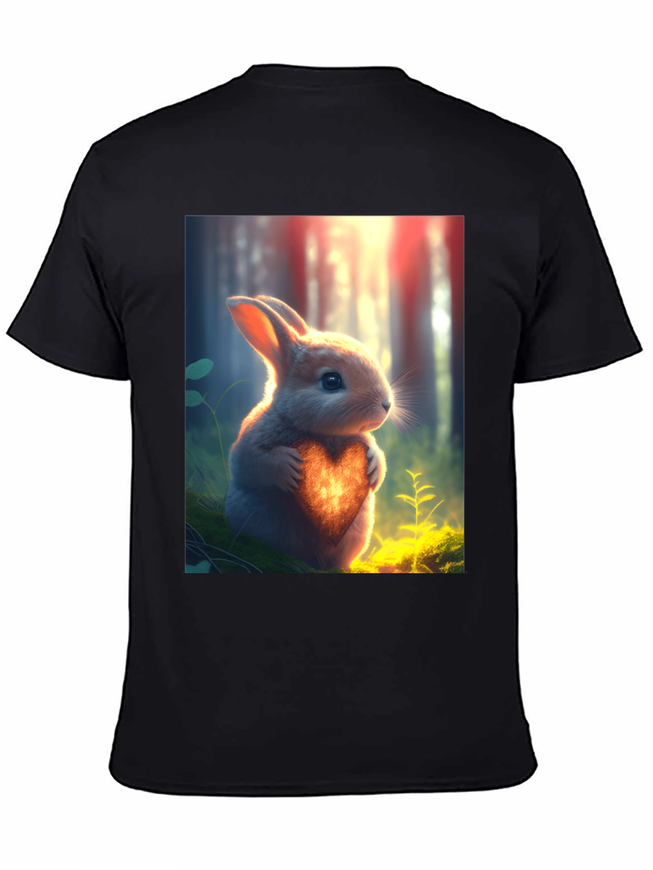 Black Heartfelt Bunny Graphic Tee - Soft Black Cotton view 4