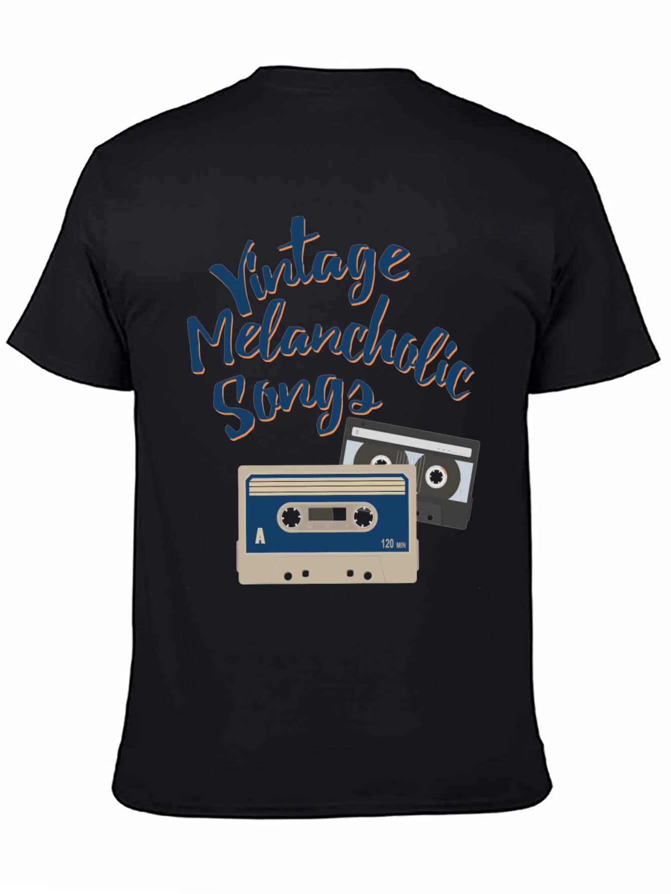 Black Vintage Melancholic Songs Graphic Tee view 4