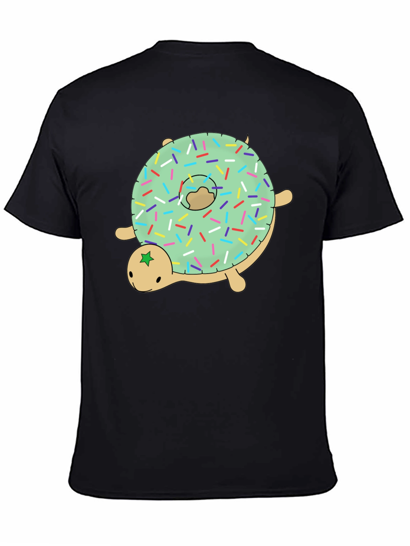 Black Donut Turtle Graphic Tee - Fun Novelty Shirt view 4