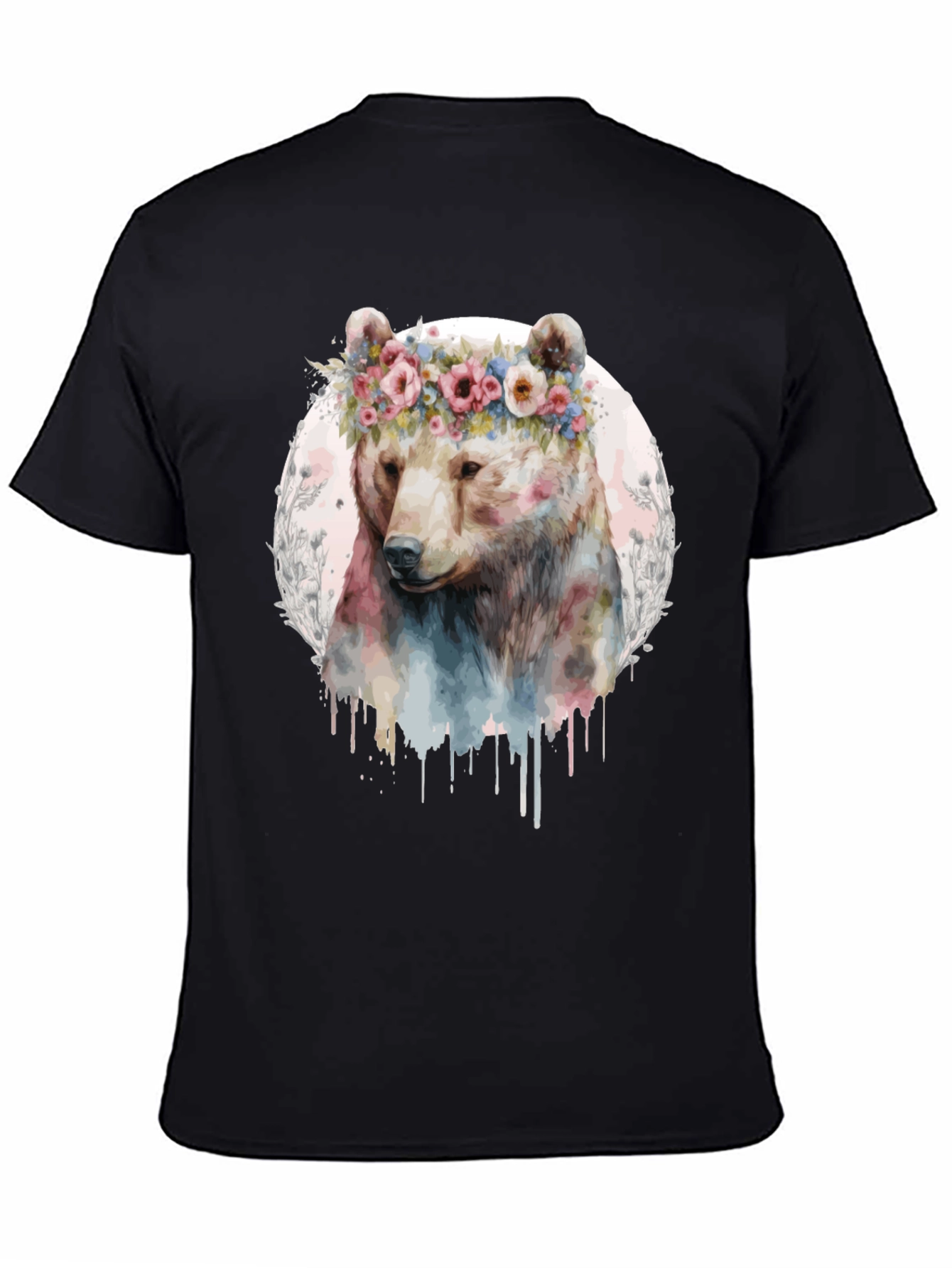 Black Bear with Flower Crown Graphic Tee view 4