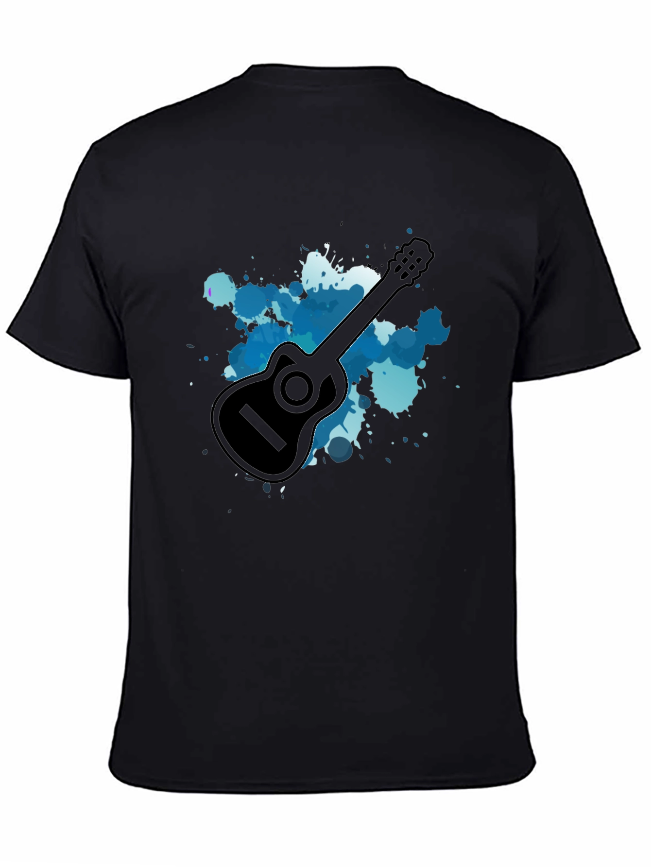 Black Guitar Graphic Black T-Shirt view 4