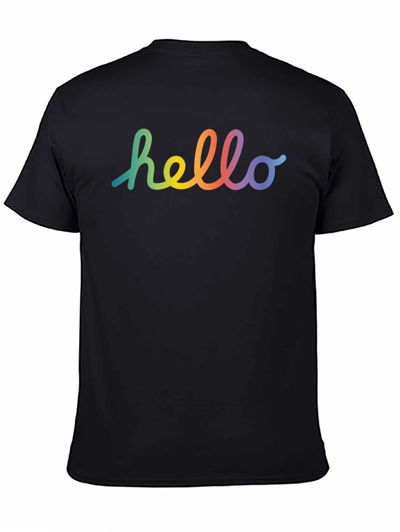 Black Rainbow Hello Graphic Black T-Shirt view 4