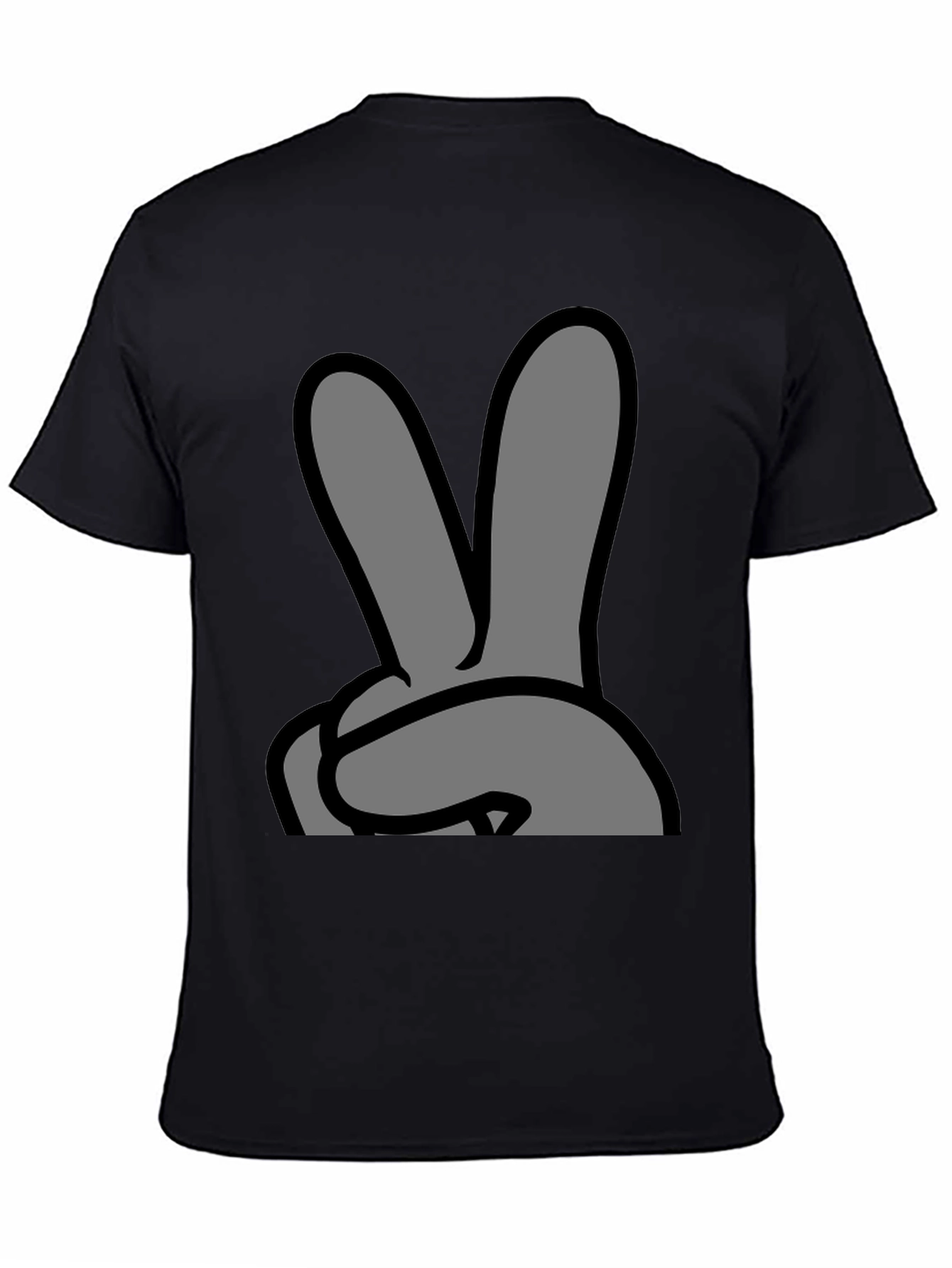 Black Peace Sign Graphic Black T-Shirt view 4