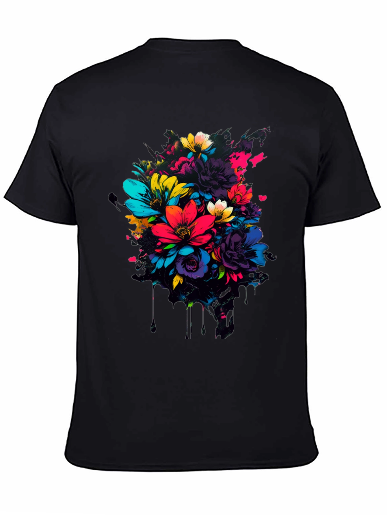 Black Floral Burst Graphic Tee - Vivid Colors view 4