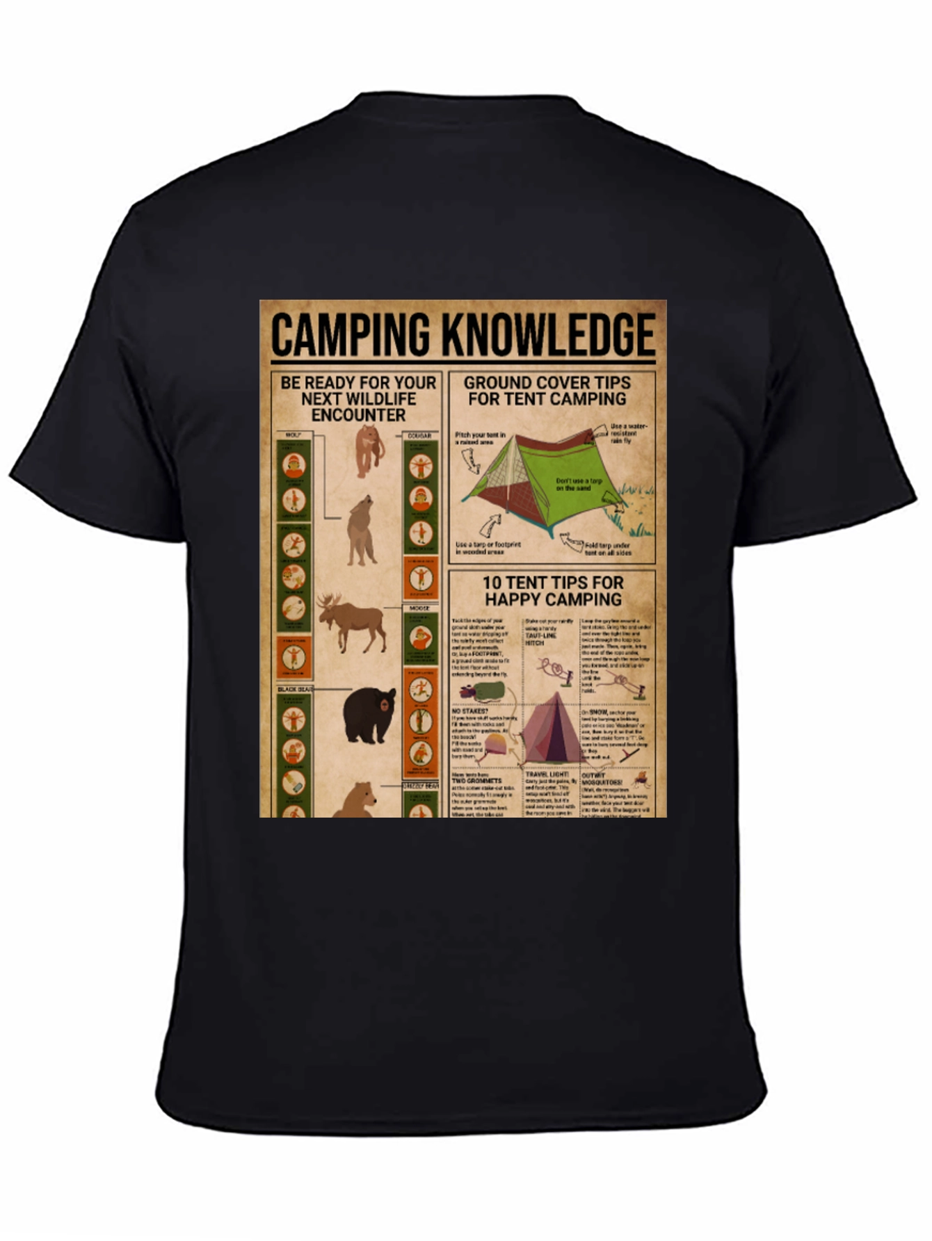 Black Camping Knowledge T-Shirt view 4