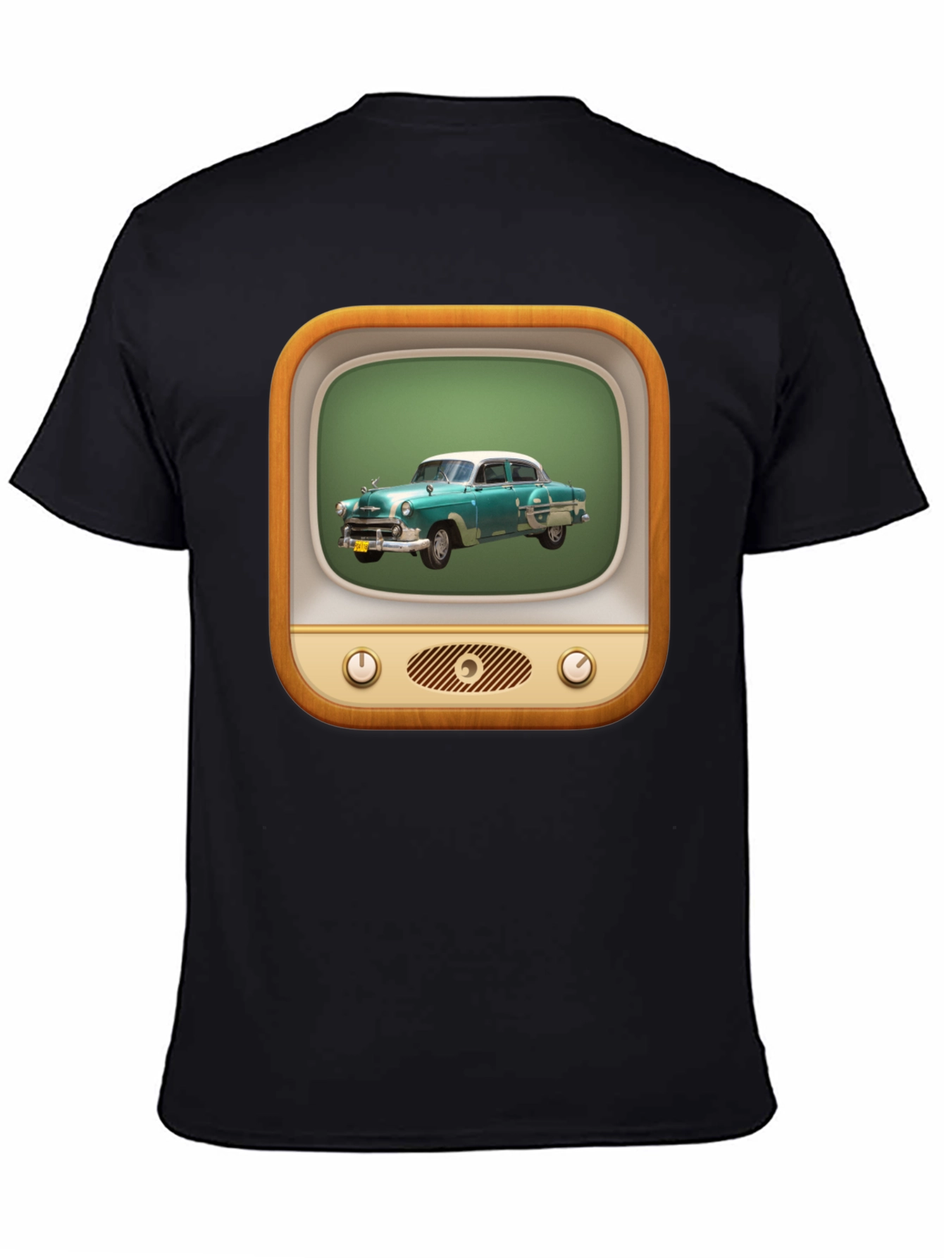 Black Retro Car TV Graphic Black T-Shirt view 4