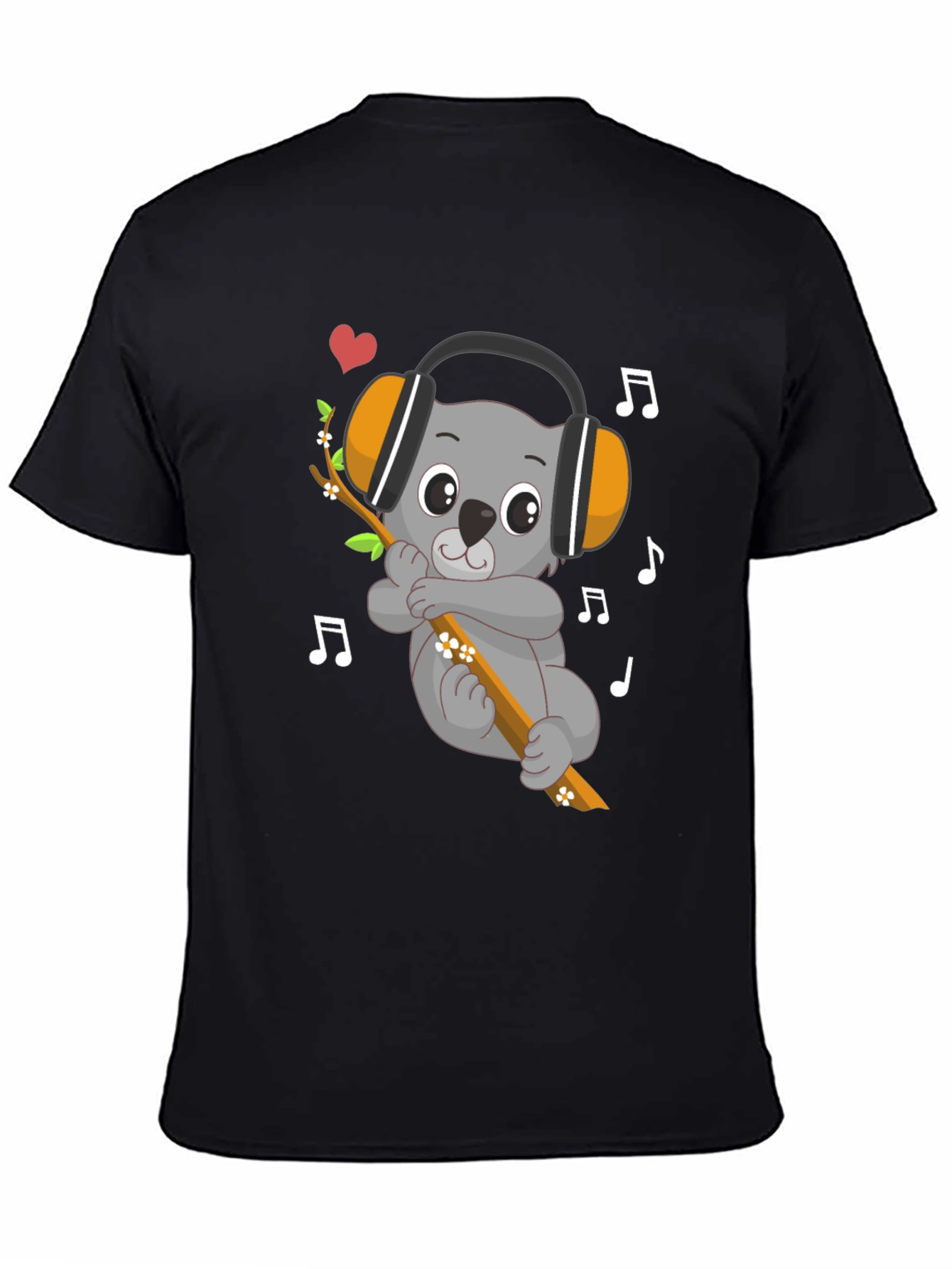 Black Cute Koala Music Lover Graphic Tee view 4