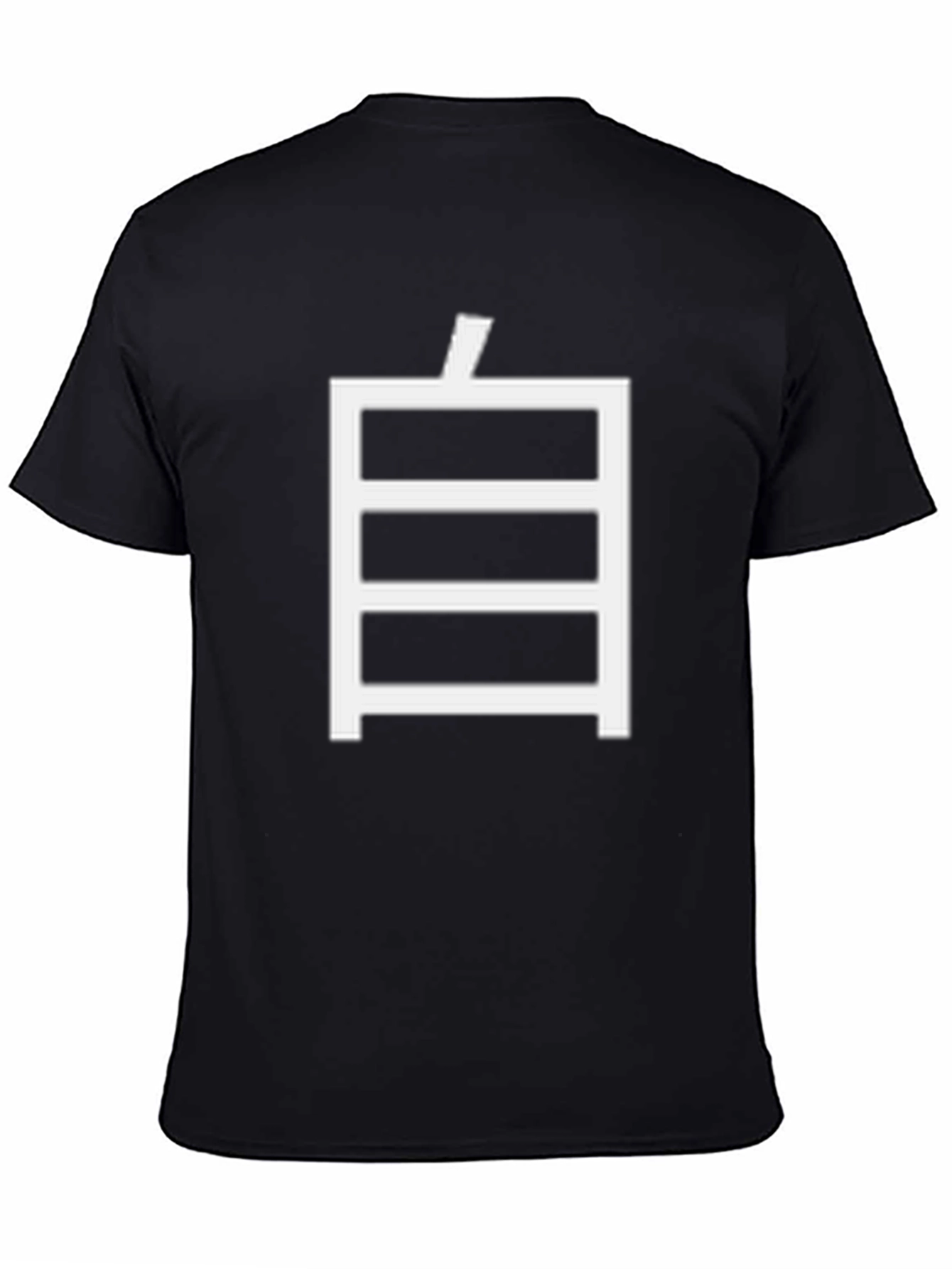 Black Black Tee with Minimalist White Japanese Symbol view 4
