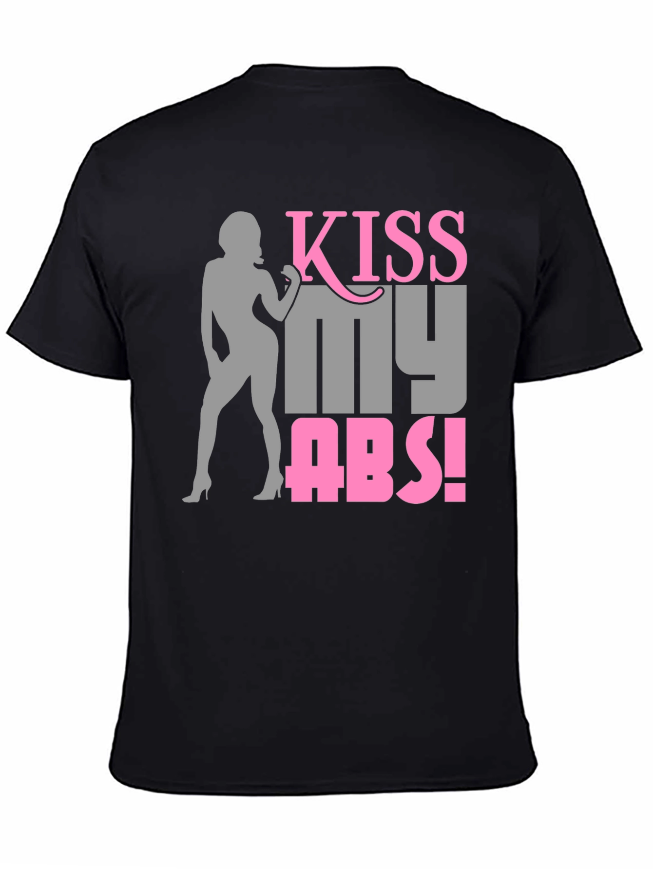 Black Kiss My Abs! Novelty Graphic T-Shirt view 4