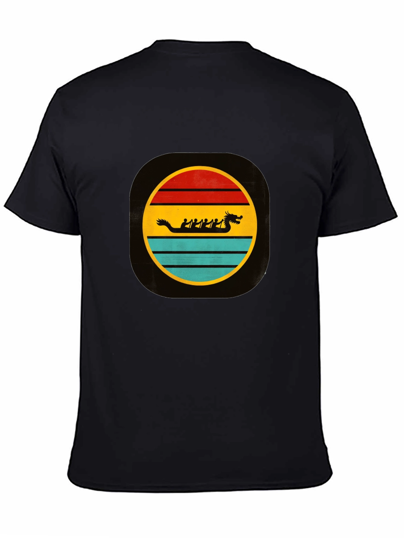 Black Dragon Boat Retro T-Shirt view 4