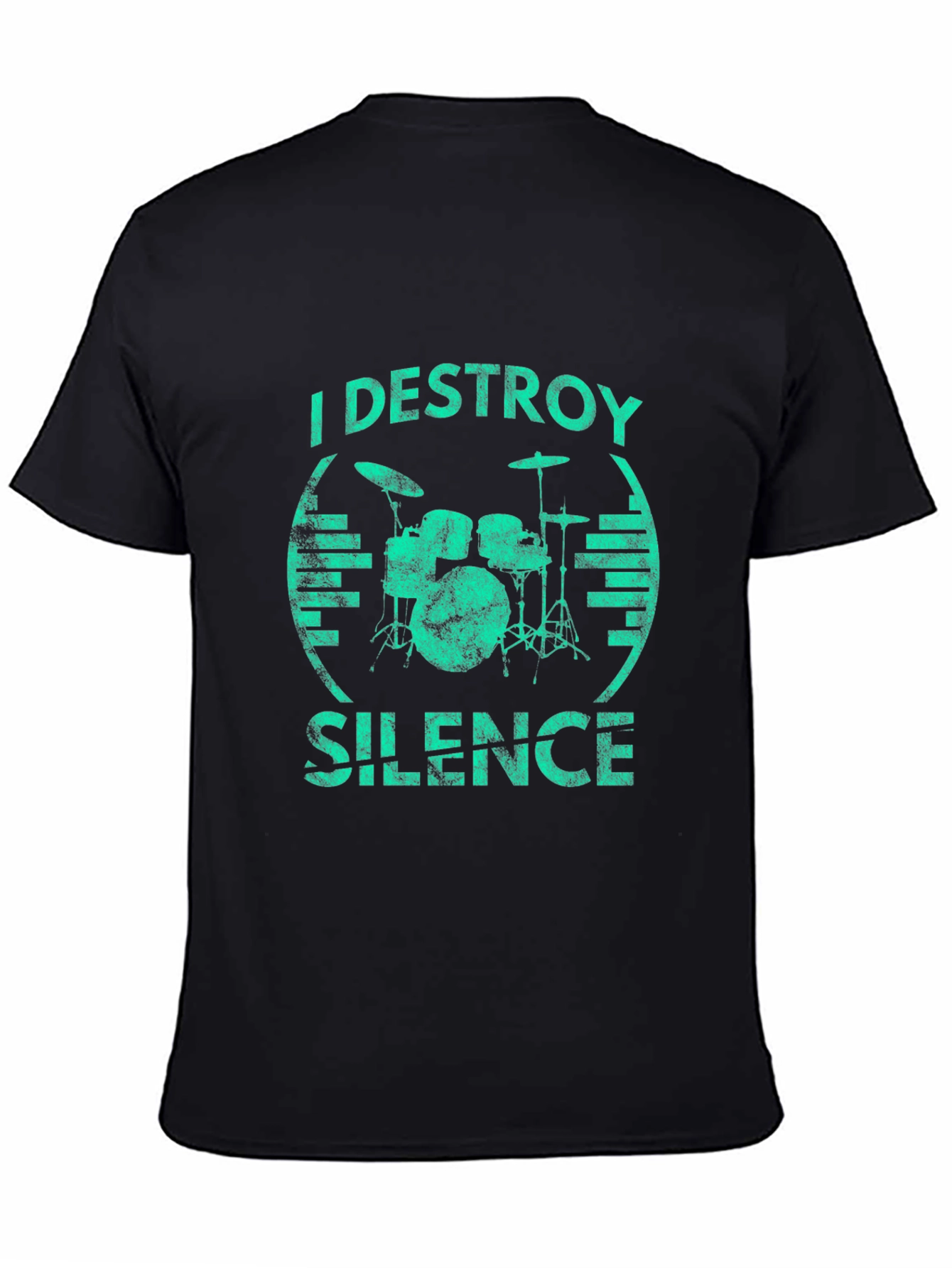 Black I Destroy Silence Drummer T-Shirt - Black view 4