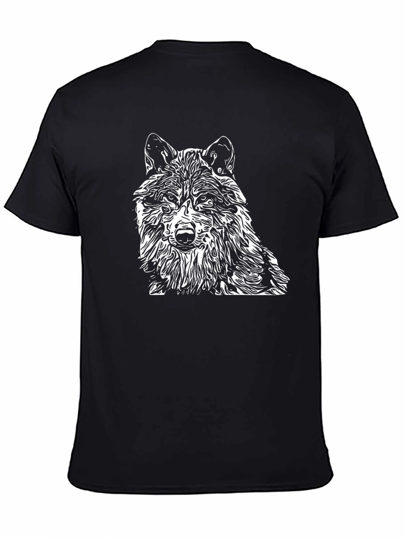 Black Wolf Graphic Print Crew Neck Men's T-Shirt view 4