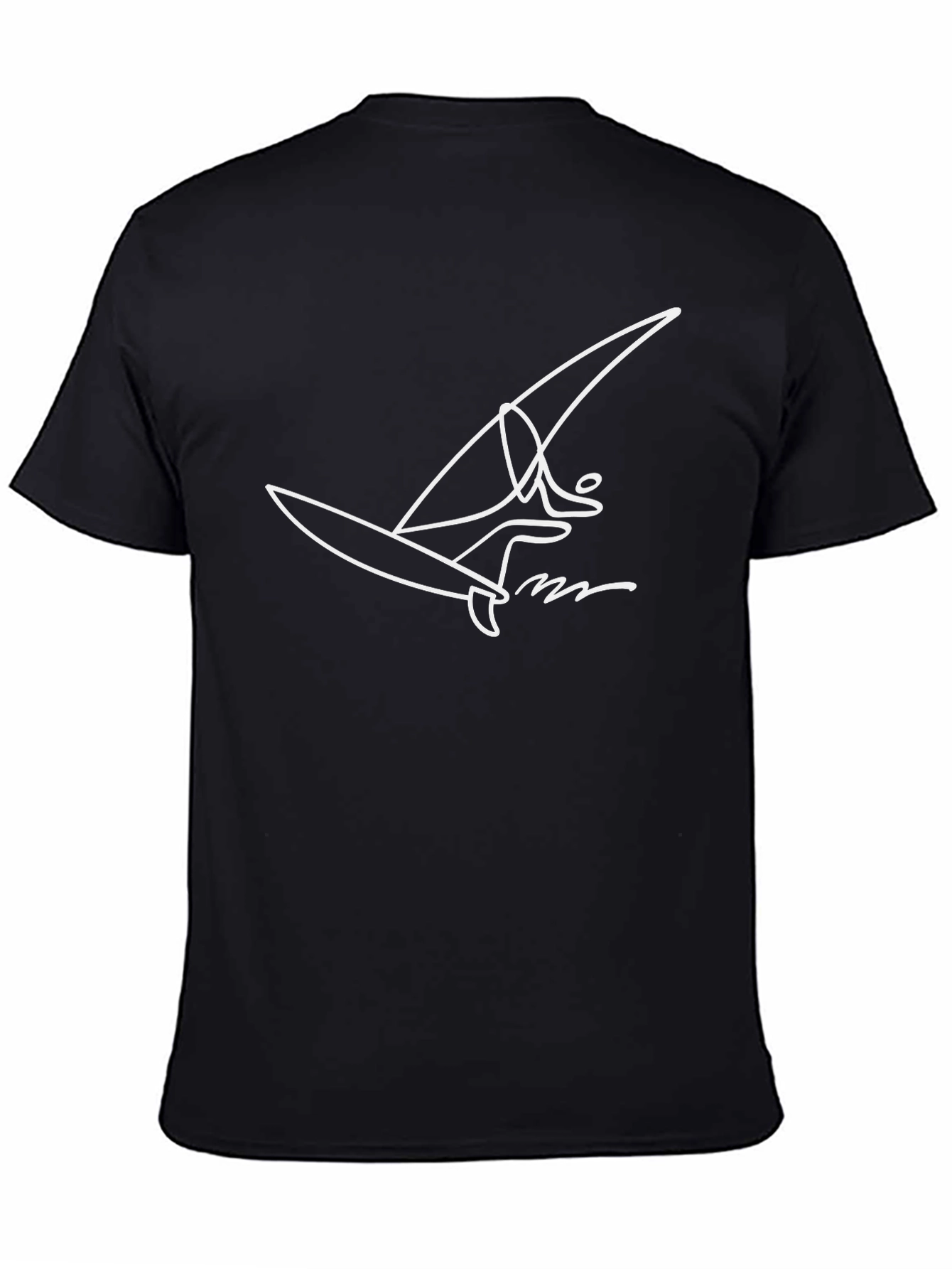 Black Minimalist Windsurfer Graphic Tee - Black Cotton Blend view 4