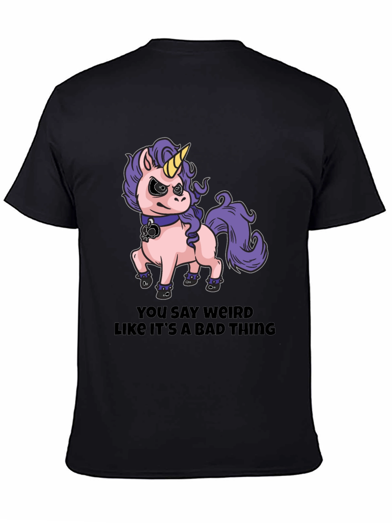 Black Funny Unicorn T-Shirt - You Say Weird view 4