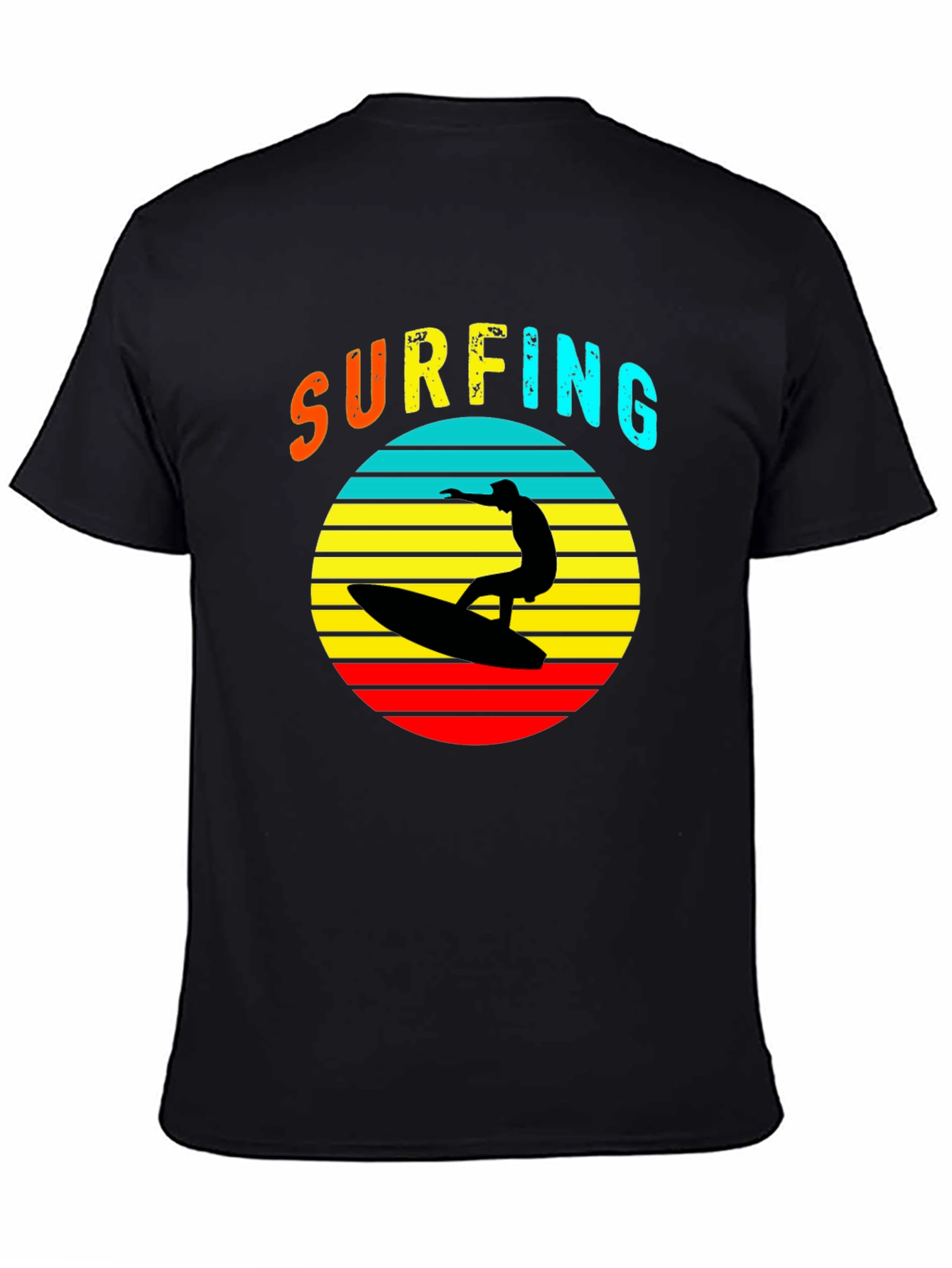 Black Retro Surfing T-Shirt - Vintage Style Tee view 4