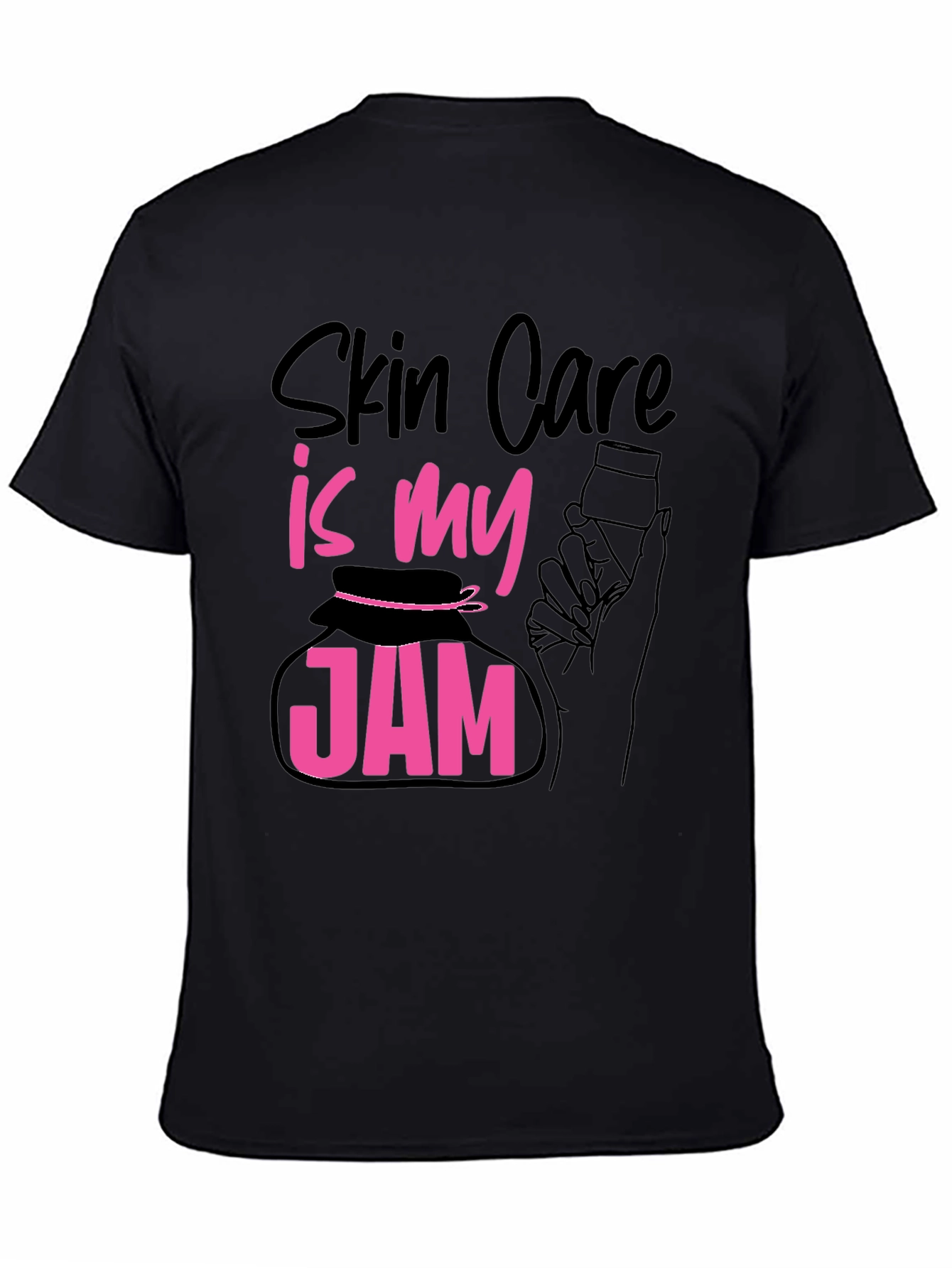 Black Skin Care Is My Jam T-Shirt - Black Cotton Tee view 4