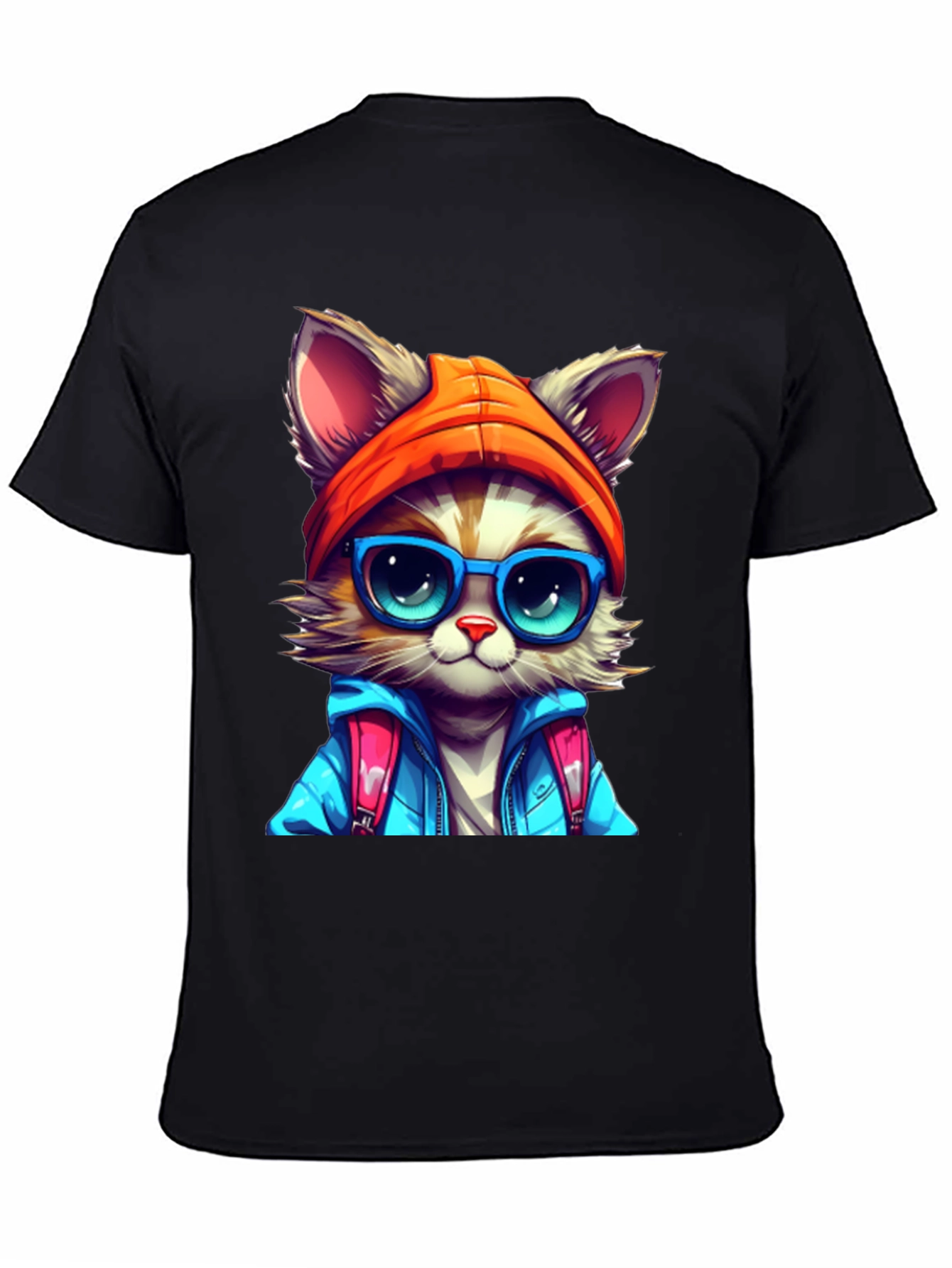 Black Cat with Glasses Graphic Tee view 4