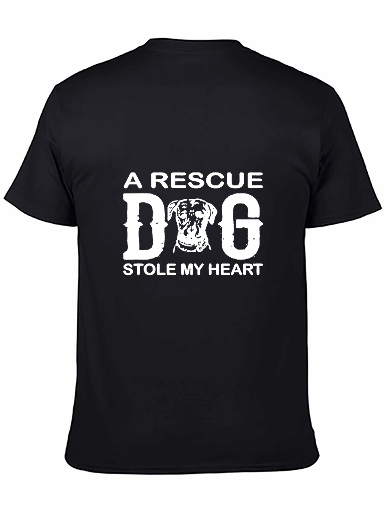 Black Rescue Dog Stole My Heart Black T-Shirt view 4