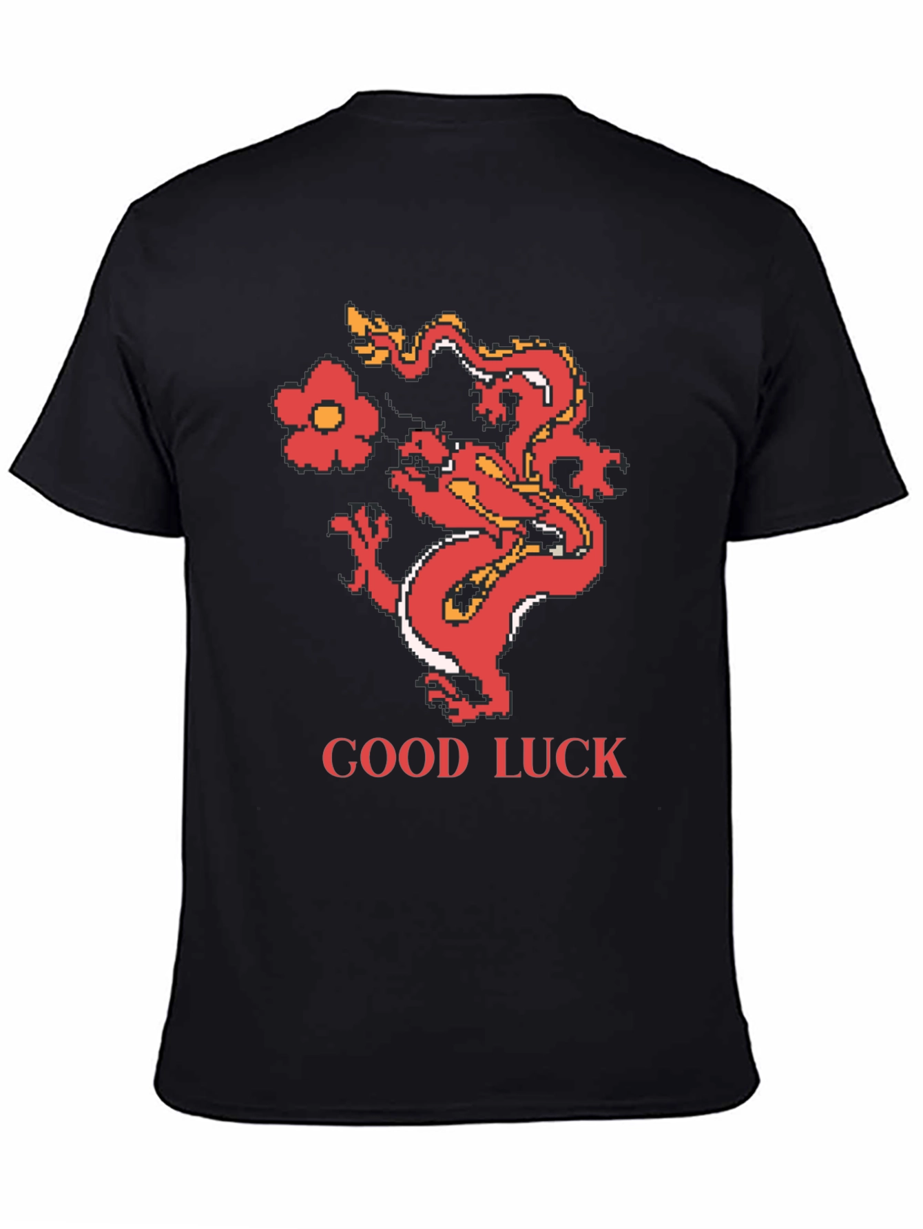 Black Good Luck Dragon Graphic Tee - Retro Style view 4