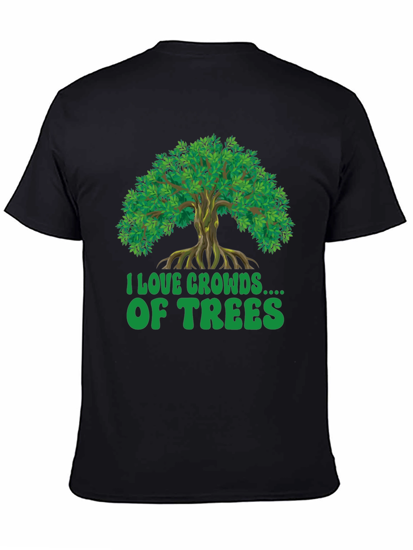 Black I Love Crowds of Trees Graphic T-Shirt view 4