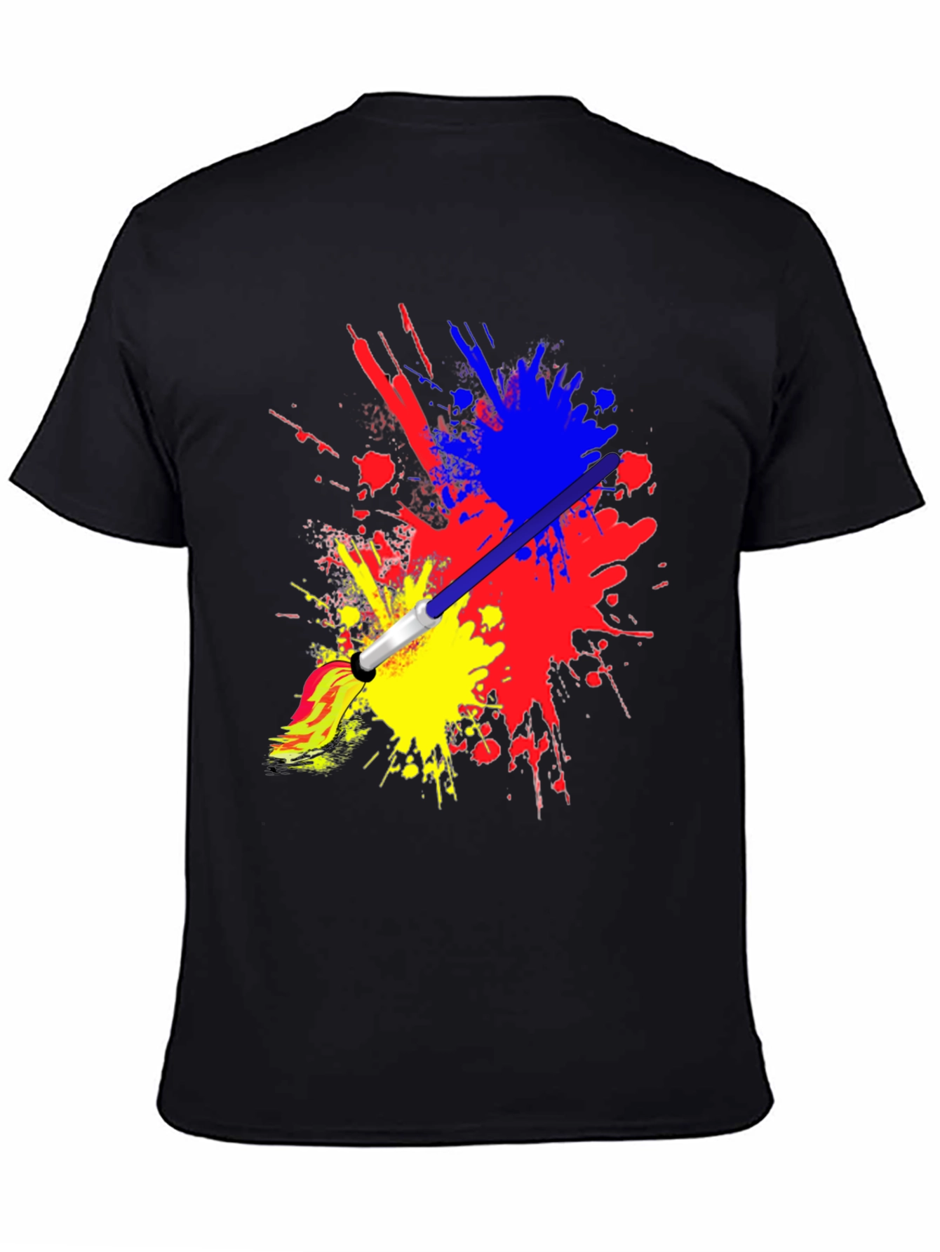 Black Paint Splatter Brush Stroke Graphic Tee view 4