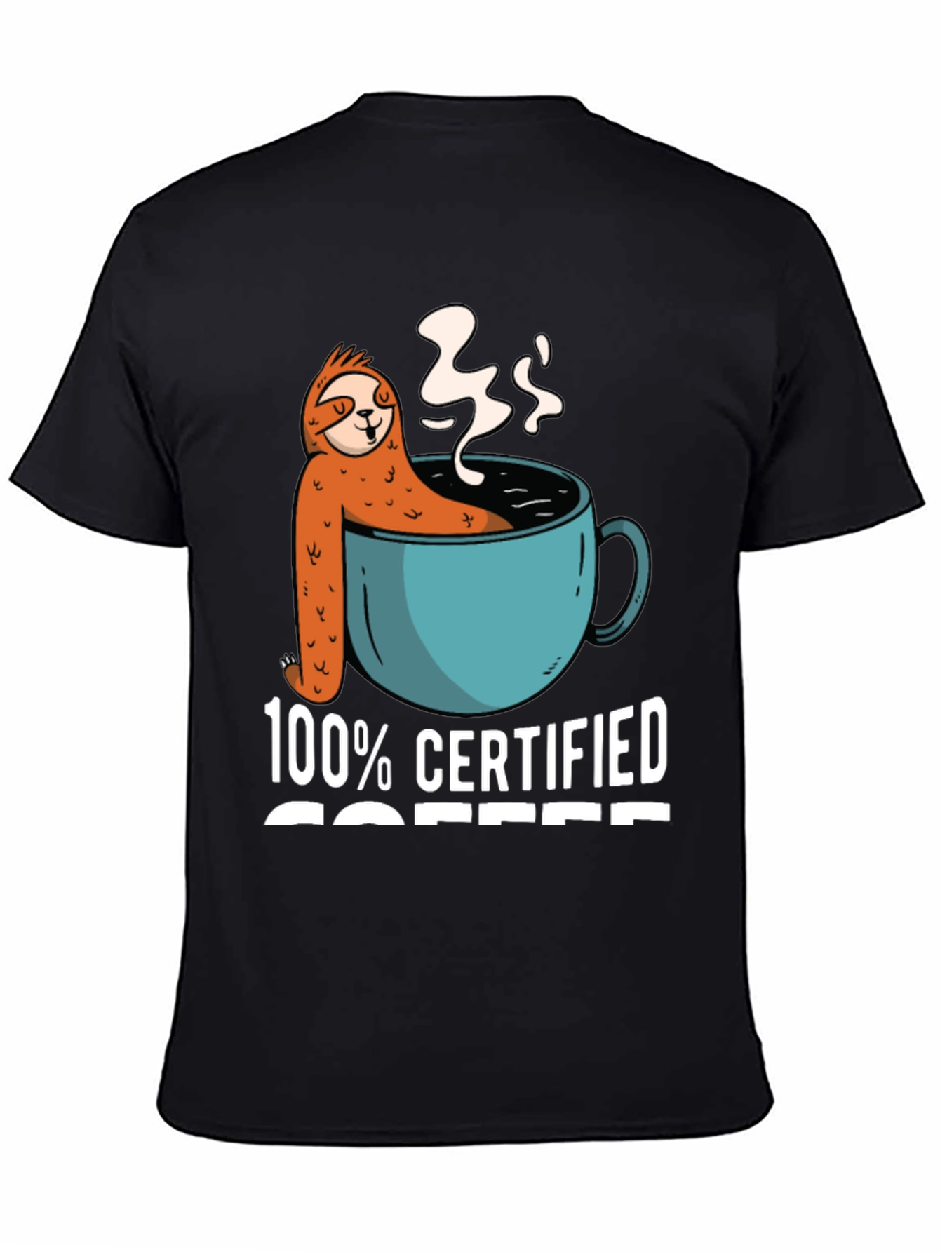 Black 100% Certified Coffee Sloth T-Shirt view 4