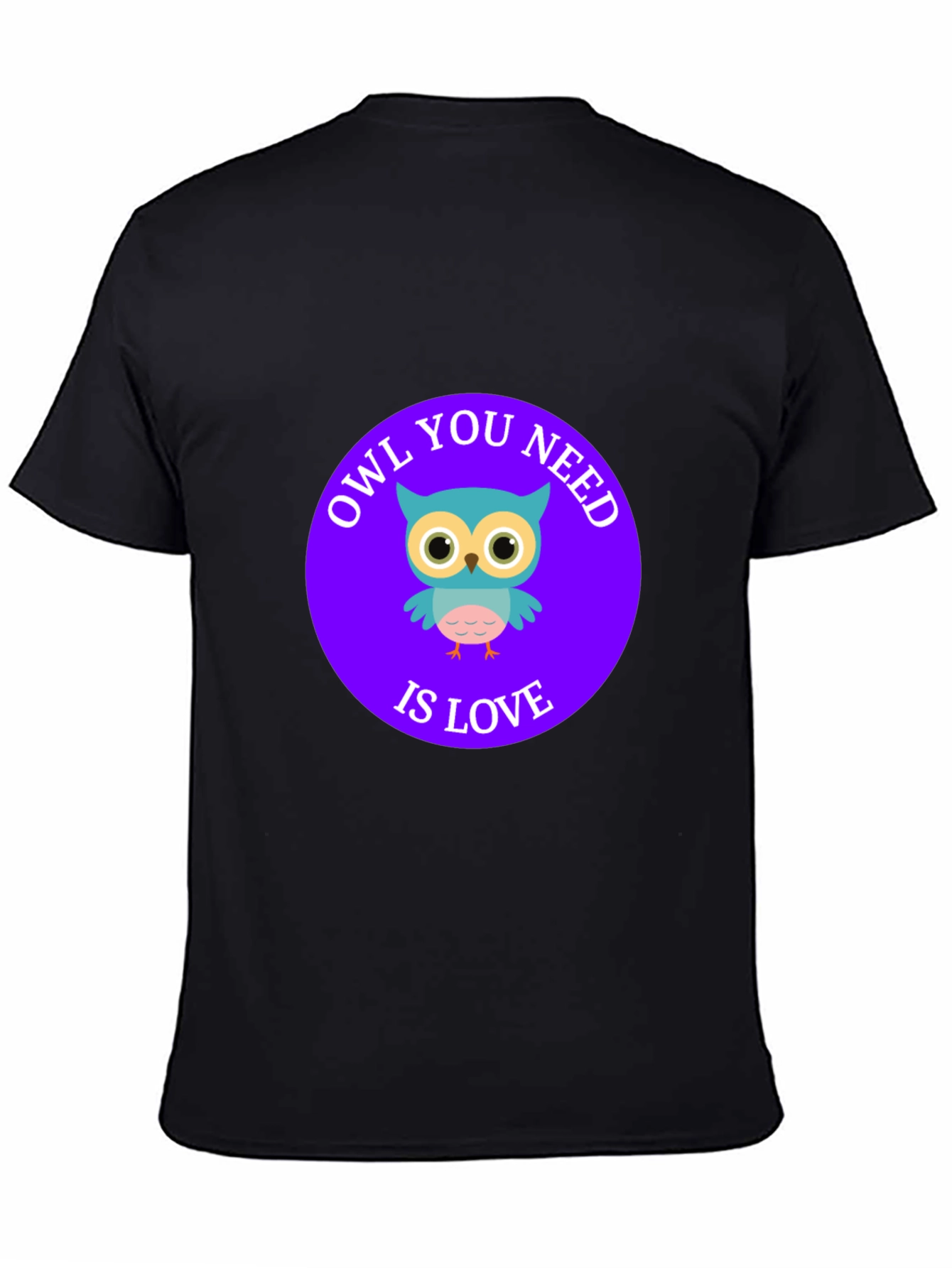 Black Owl You Need Is Love T-Shirt - Cute Cartoon Design view 4