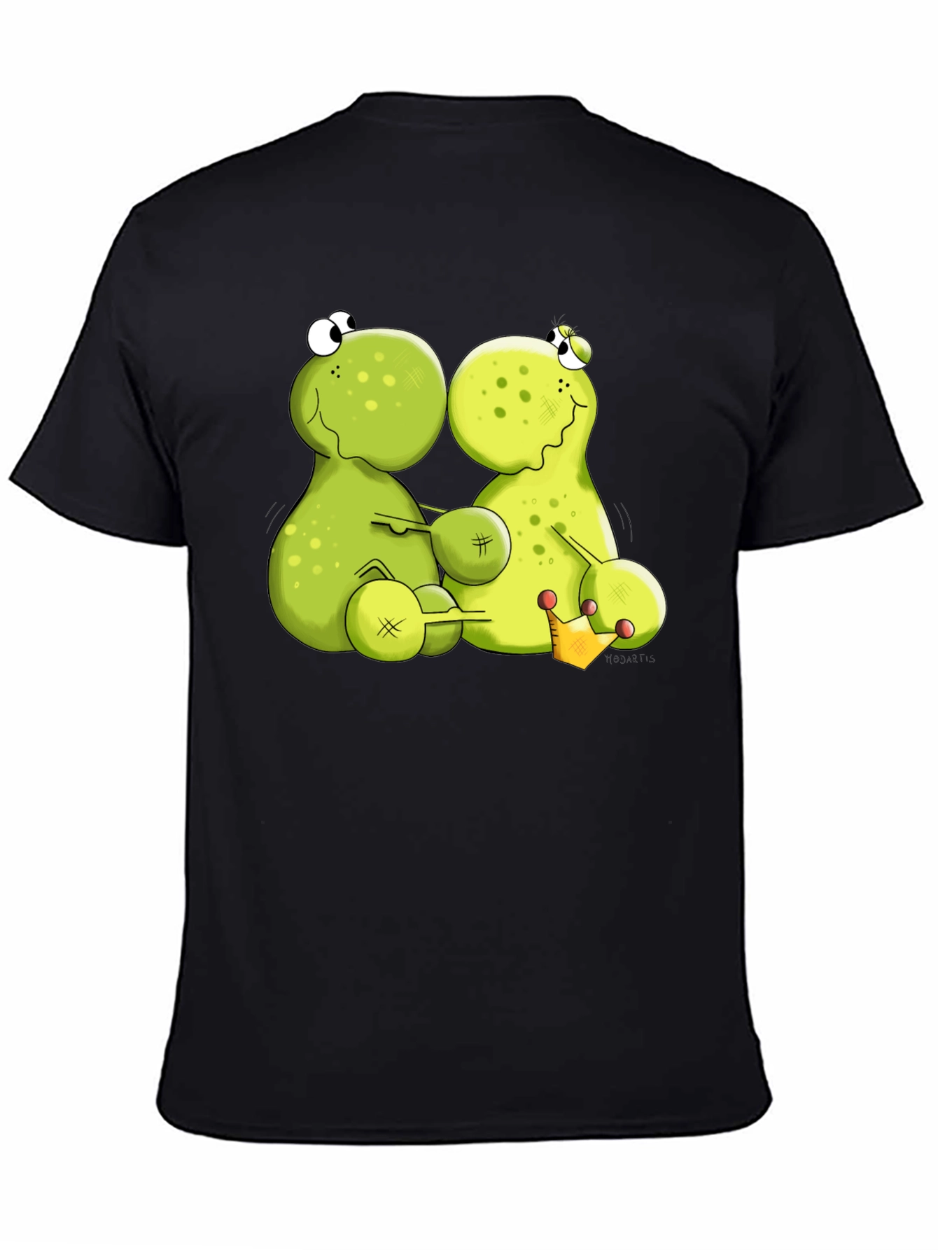 Black Funny Frog Cartoon Graphic Black T-Shirt view 4