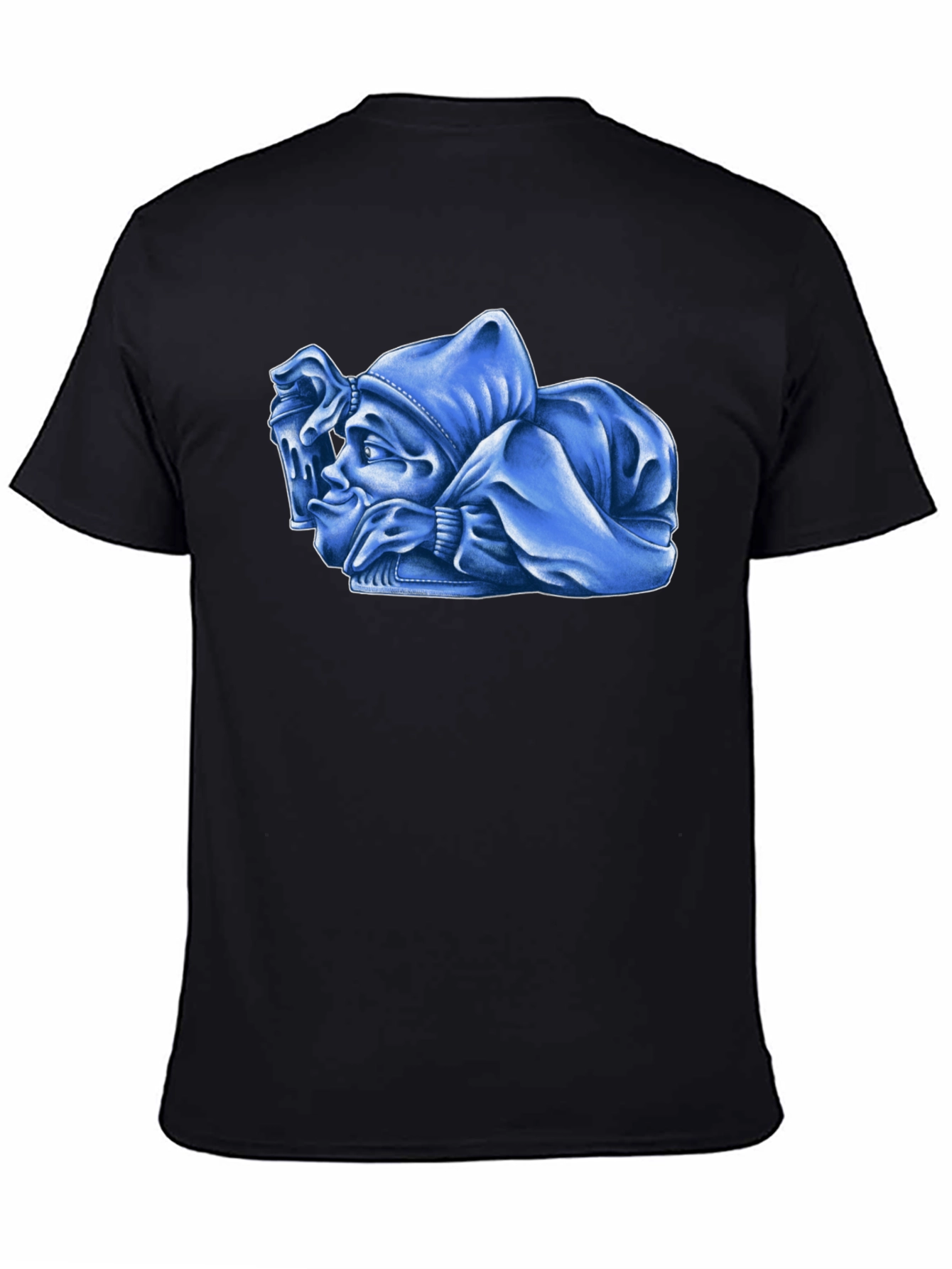 Black Blue Cartoon Character Graphic Black T-Shirt view 4