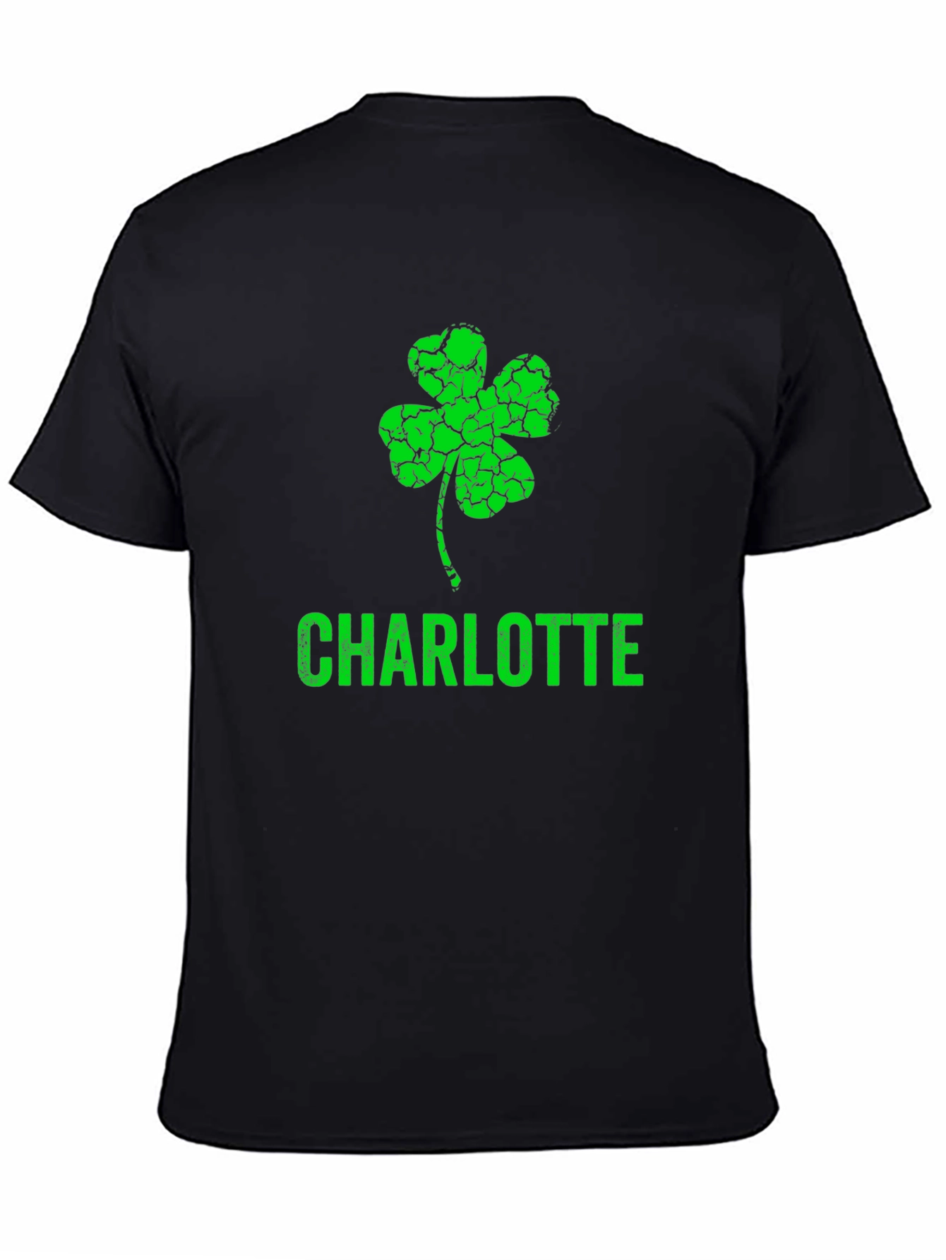Black St. Patrick's Day Charlotte Shamrock T-Shirt view 4