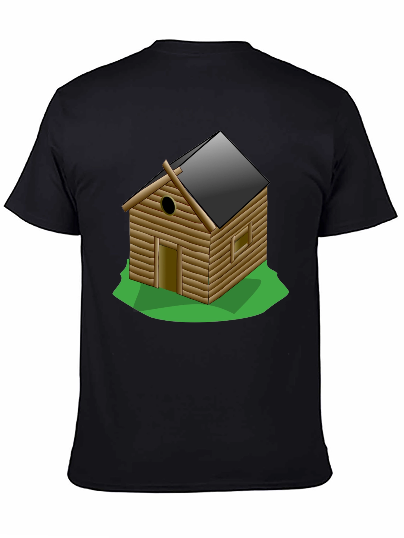 Black Log Cabin Graphic Tee - Novelty T-Shirt view 4
