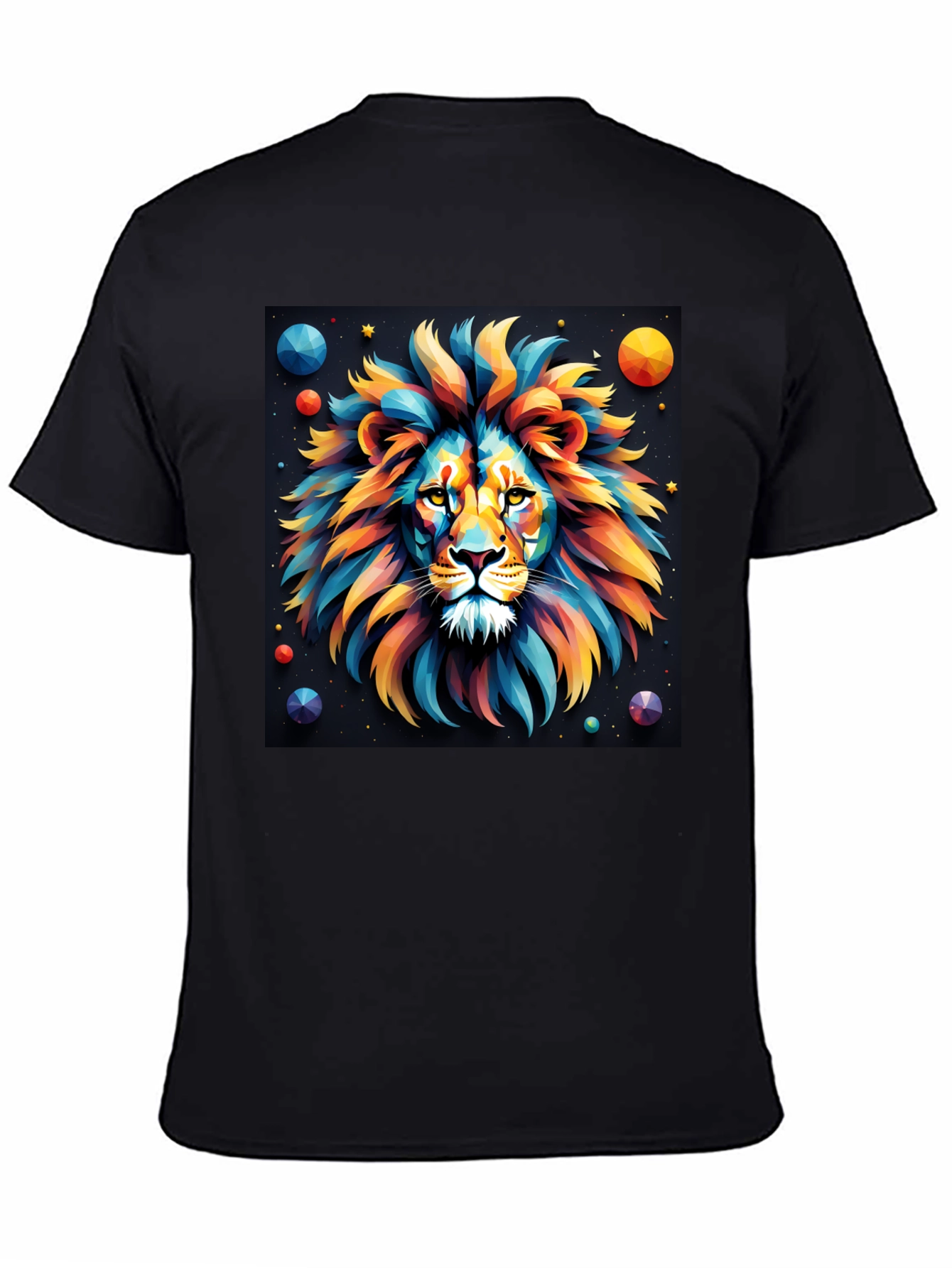 Black Colorful Lion Graphic T-Shirt - Bold Artistic Design view 4