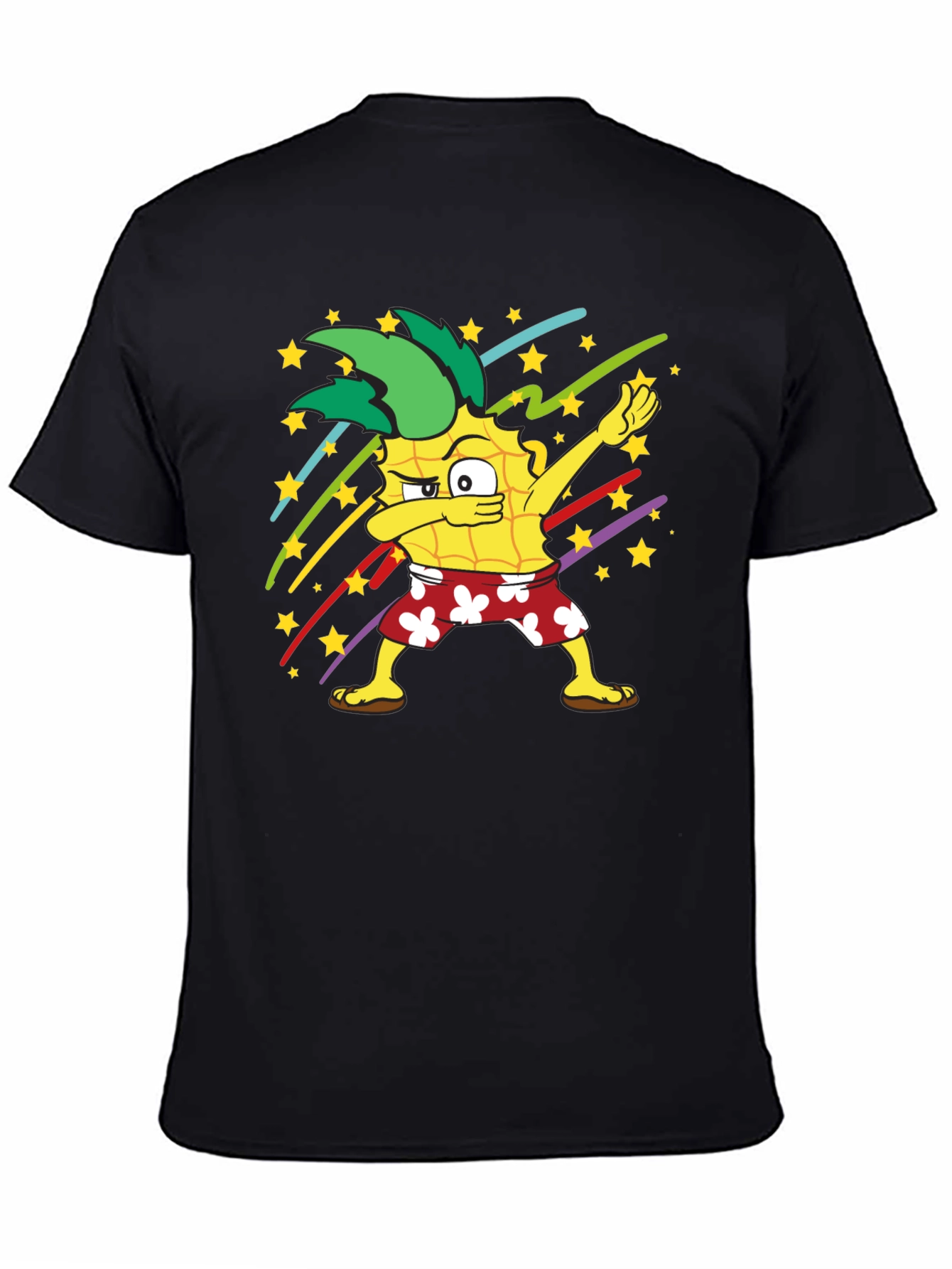 Black Dabbing Pineapple Graphic T-Shirt - Fun Summer Style view 4