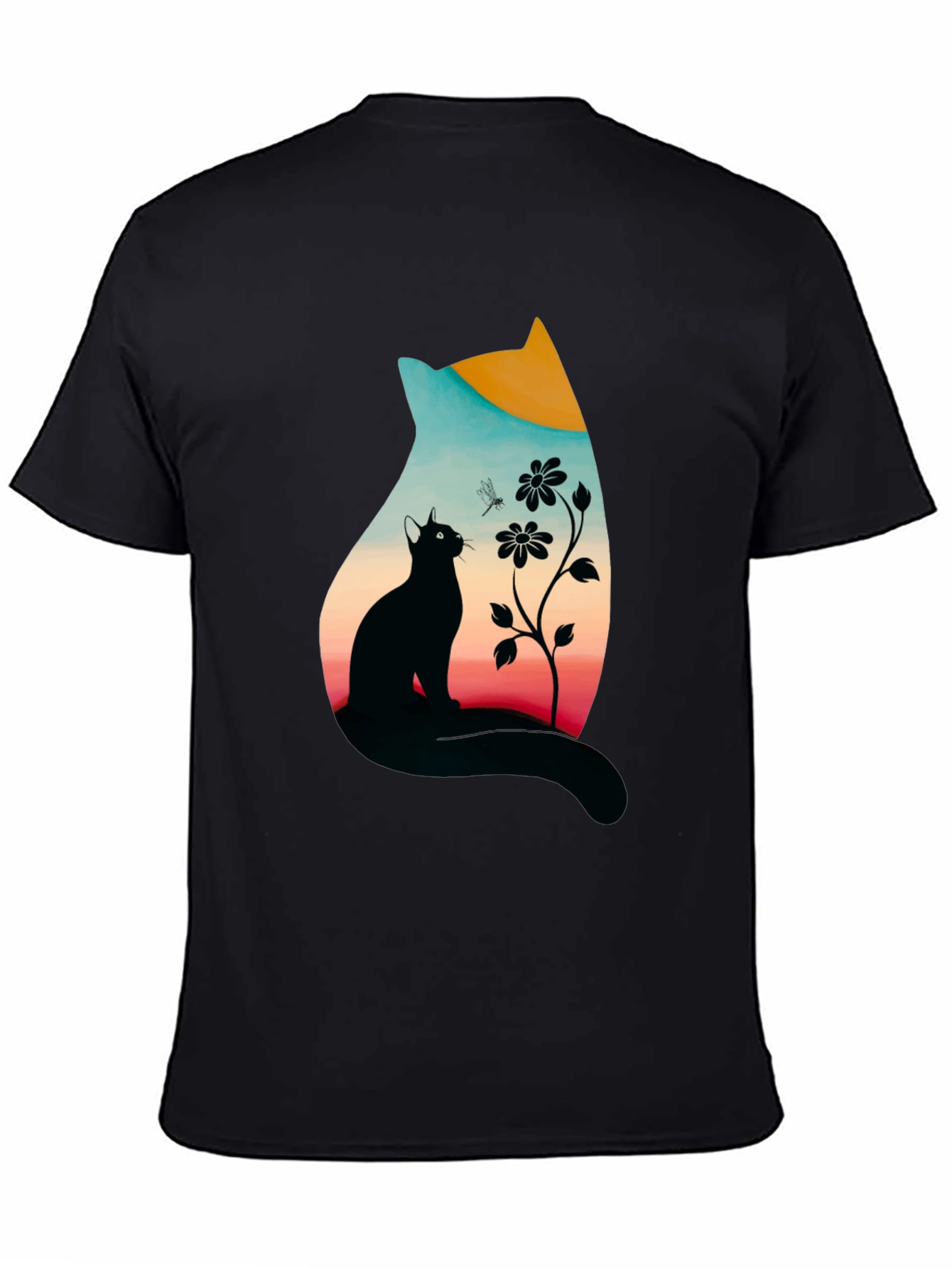 Black Cat Silhouette Graphic Print Tee view 4