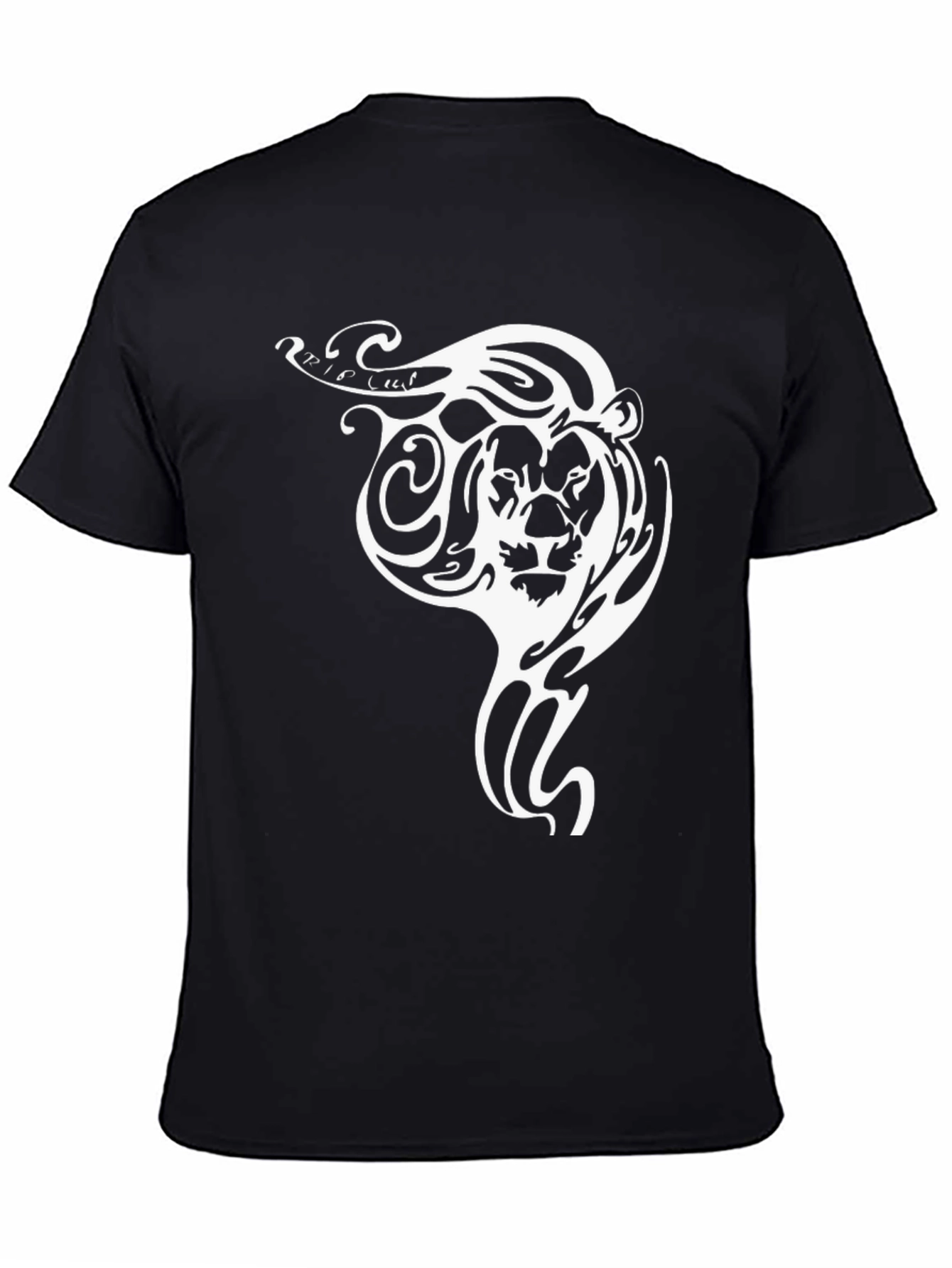 Black Tribal Lion Graphic Tee - Black Cotton Comfort view 4