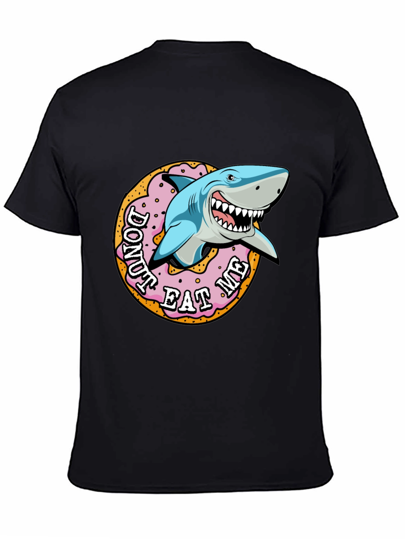 Black Donut Eat Me Shark Graphic Tee view 4