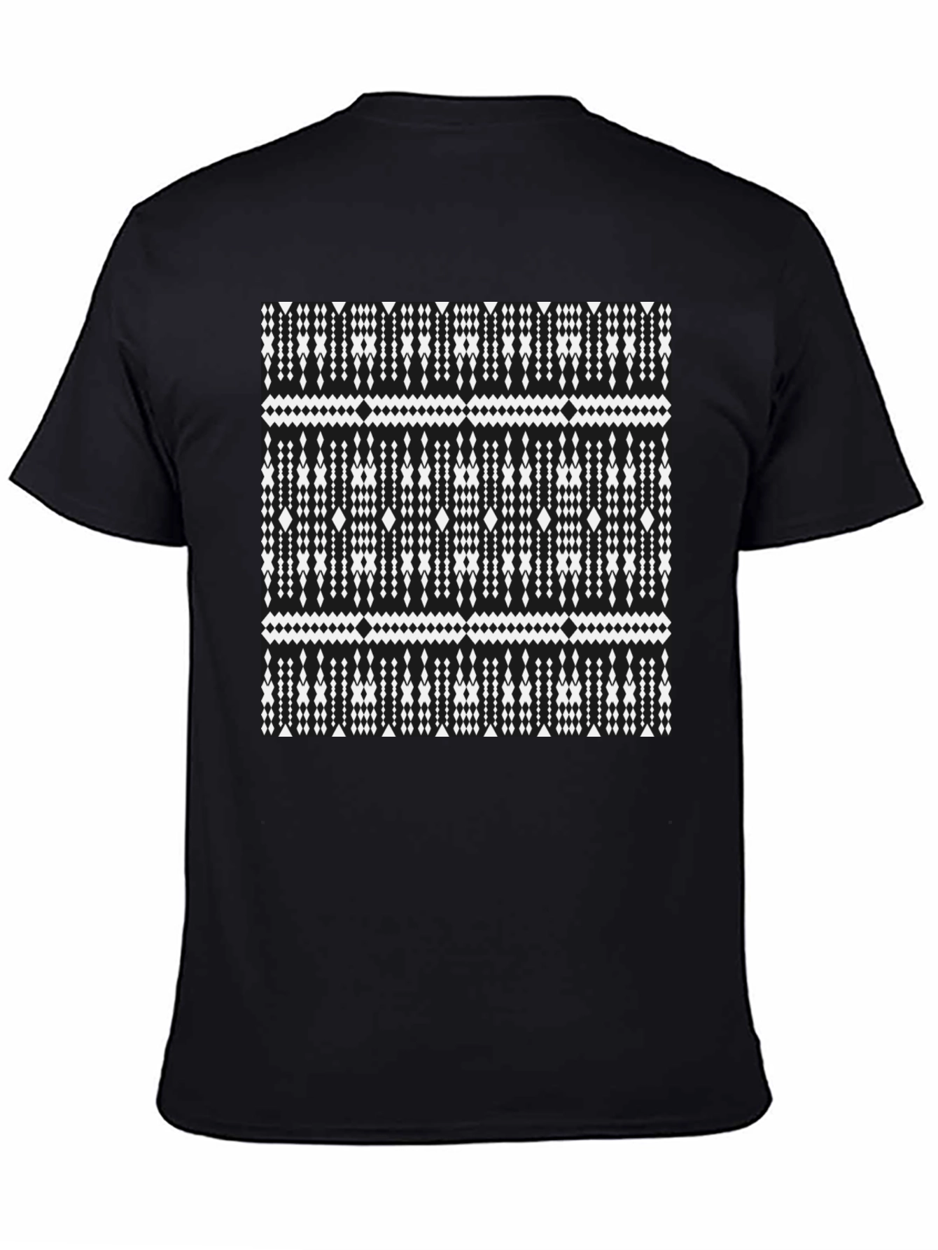 Black Geometric Pattern Black T-Shirt view 4