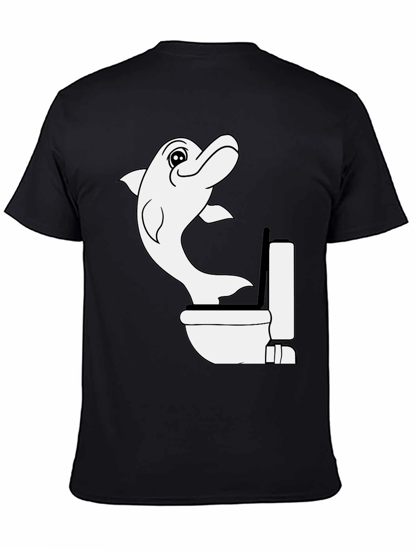 Black Dolphin Toilet Humor T-Shirt view 4