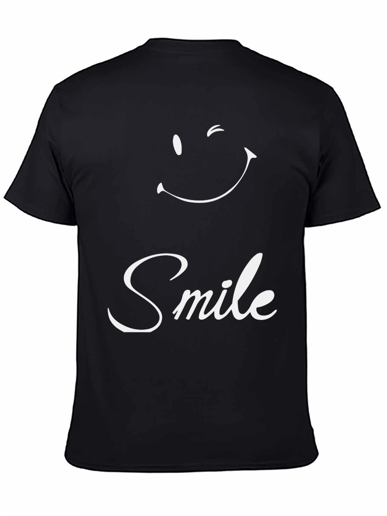 Black Smile Graphic Tee - Black Crew Neck Casual Shirt view 4