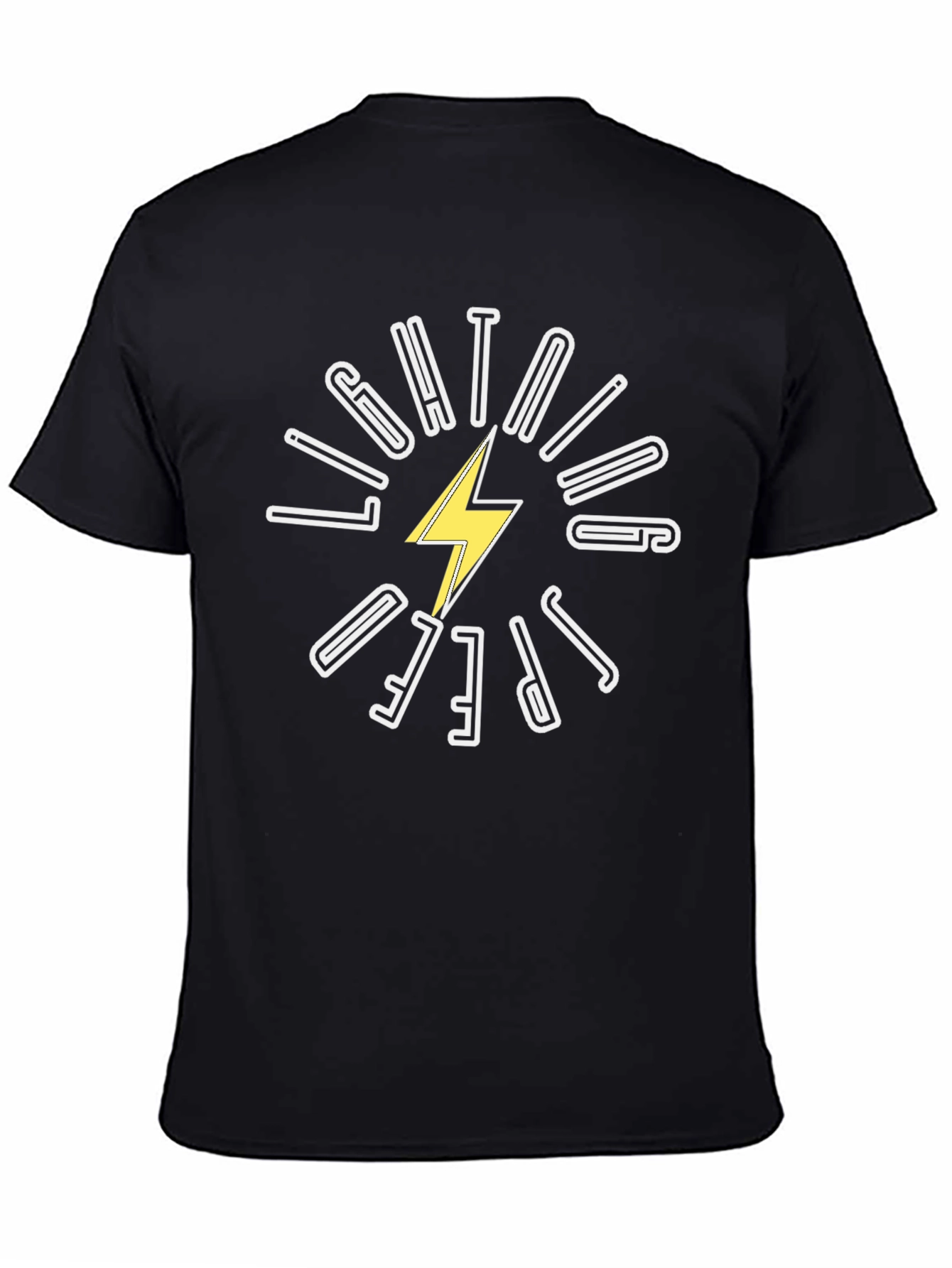 Black Lightning Speed Black Graphic T-Shirt view 4