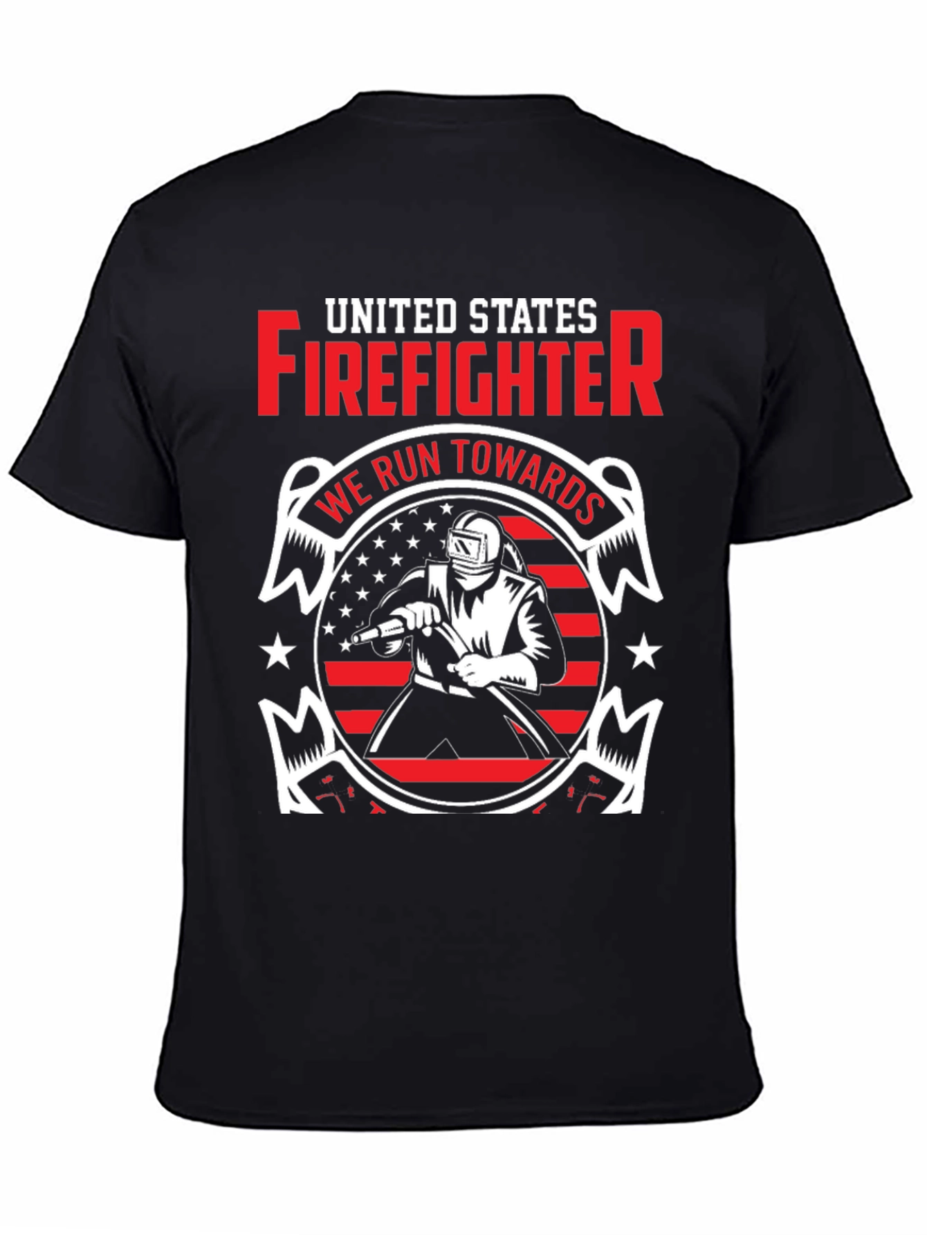 Black United States Firefighter Graphic T-Shirt view 4