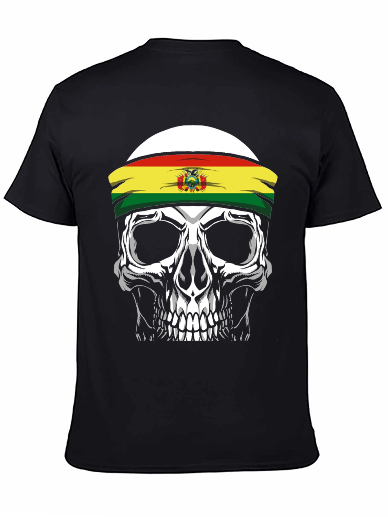 Skull T-Shirt with Bolivian Flag Headband - 4