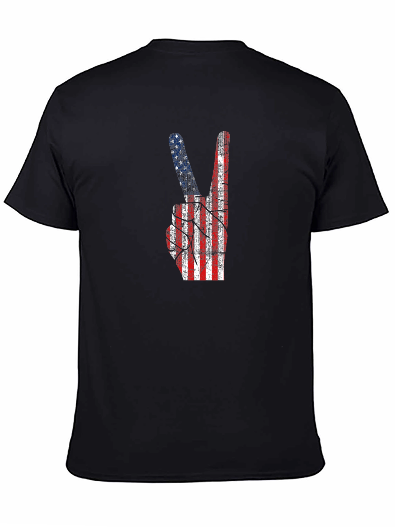 Black American Flag Peace Sign Graphic Tee - Black view 4
