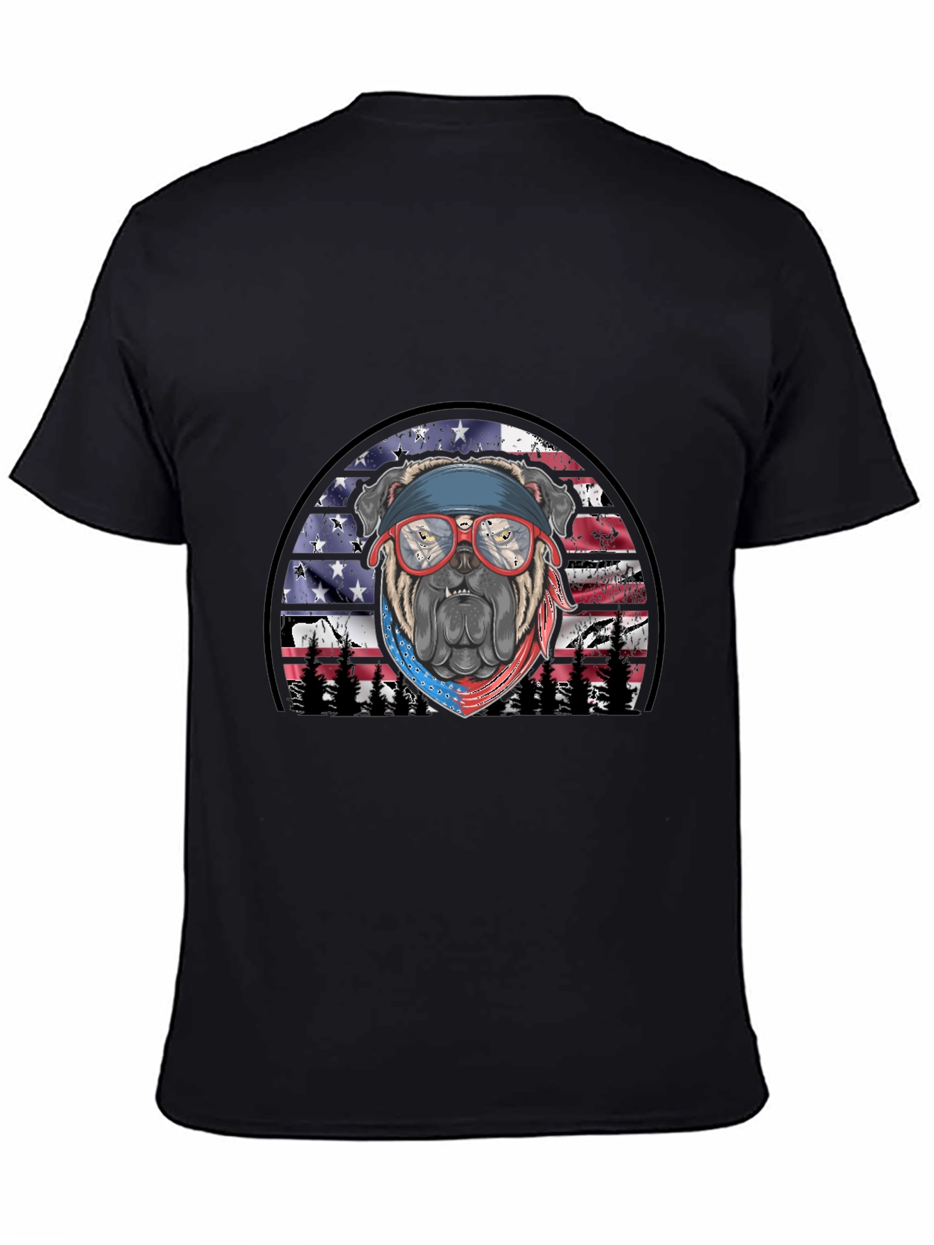 Black Patriotic Bulldog T-Shirt view 4