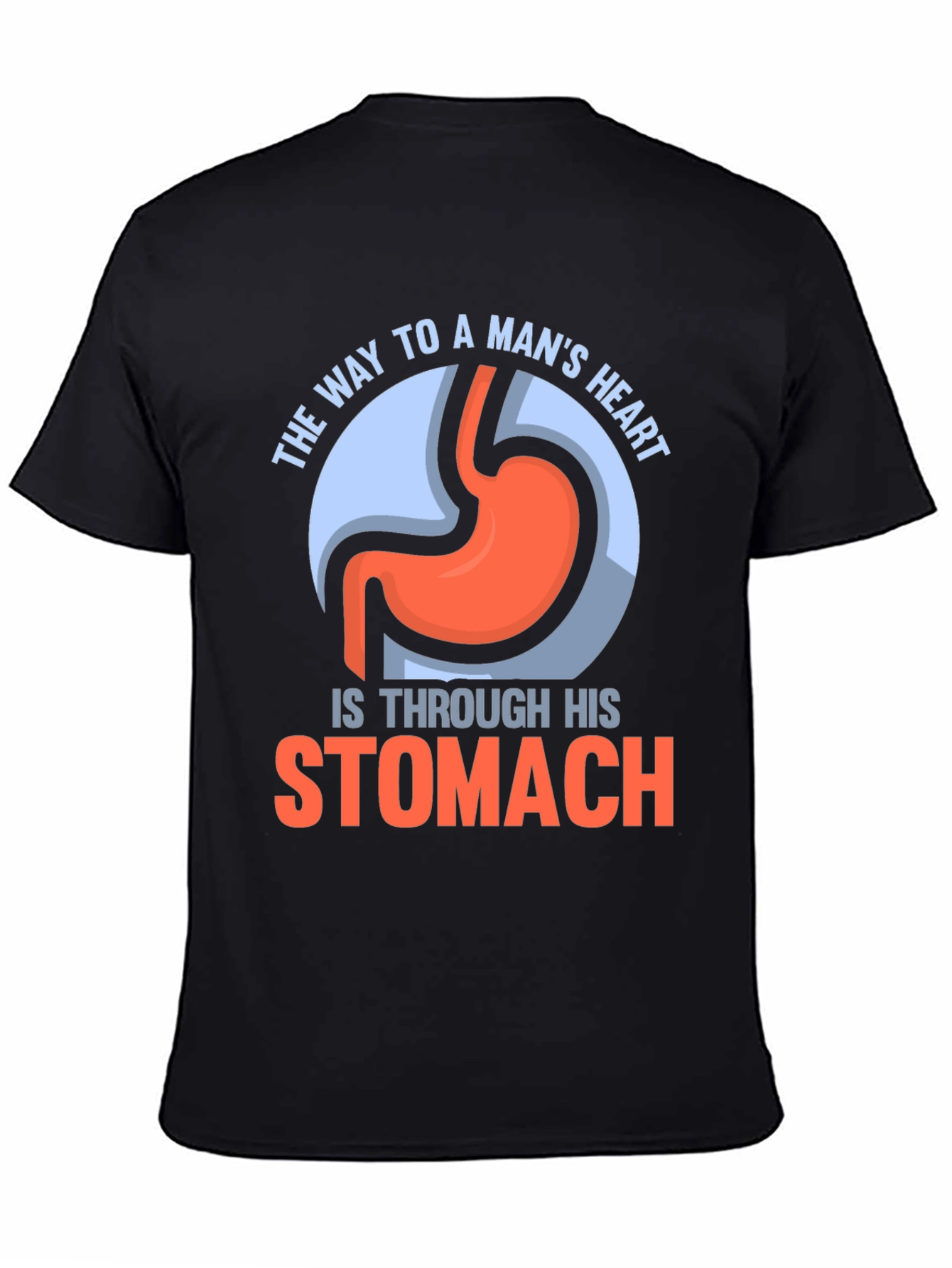 Black Funny Stomach T-Shirt - Way To A Man's Heart view 4