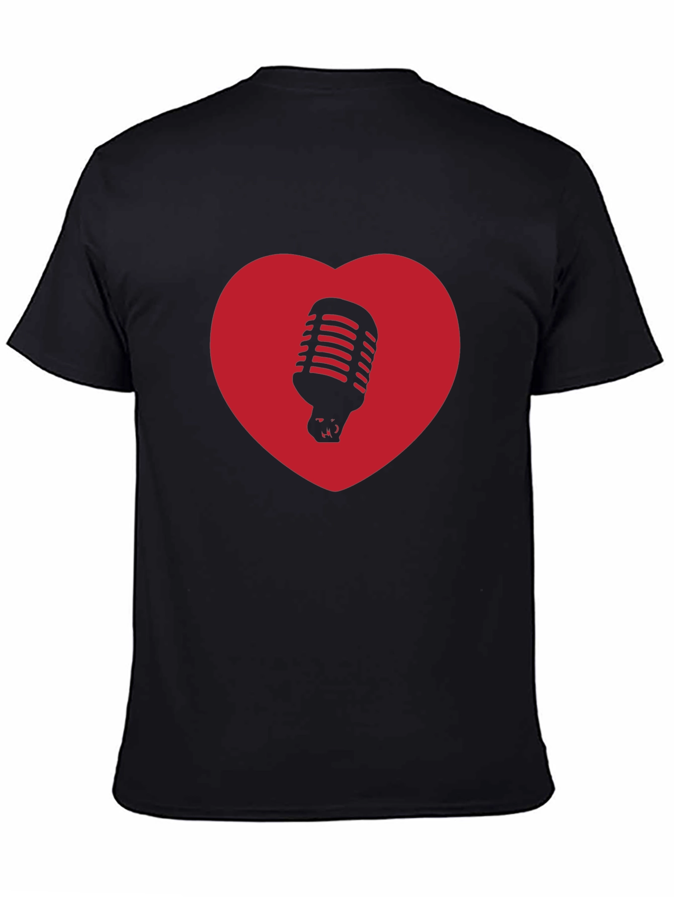 Black Retro Mic Heart T-Shirt - Music Lover Tee view 4
